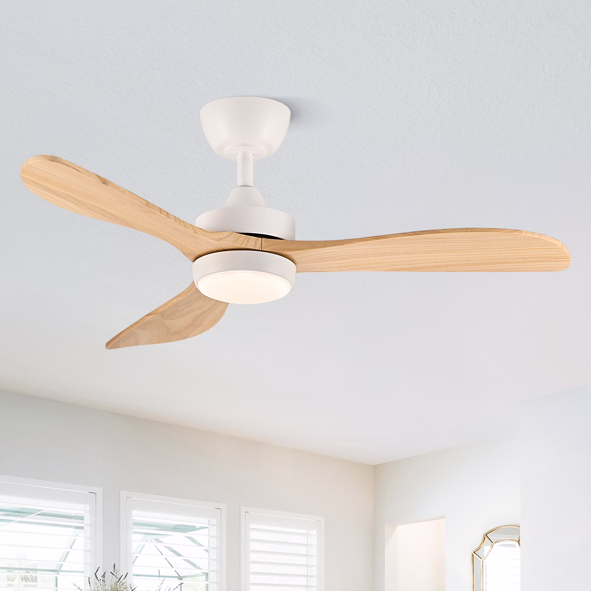 42" Wood Ceiling Fan with Light and Remote 6 Speeds Reversible Airflow Maple(Maple-A)