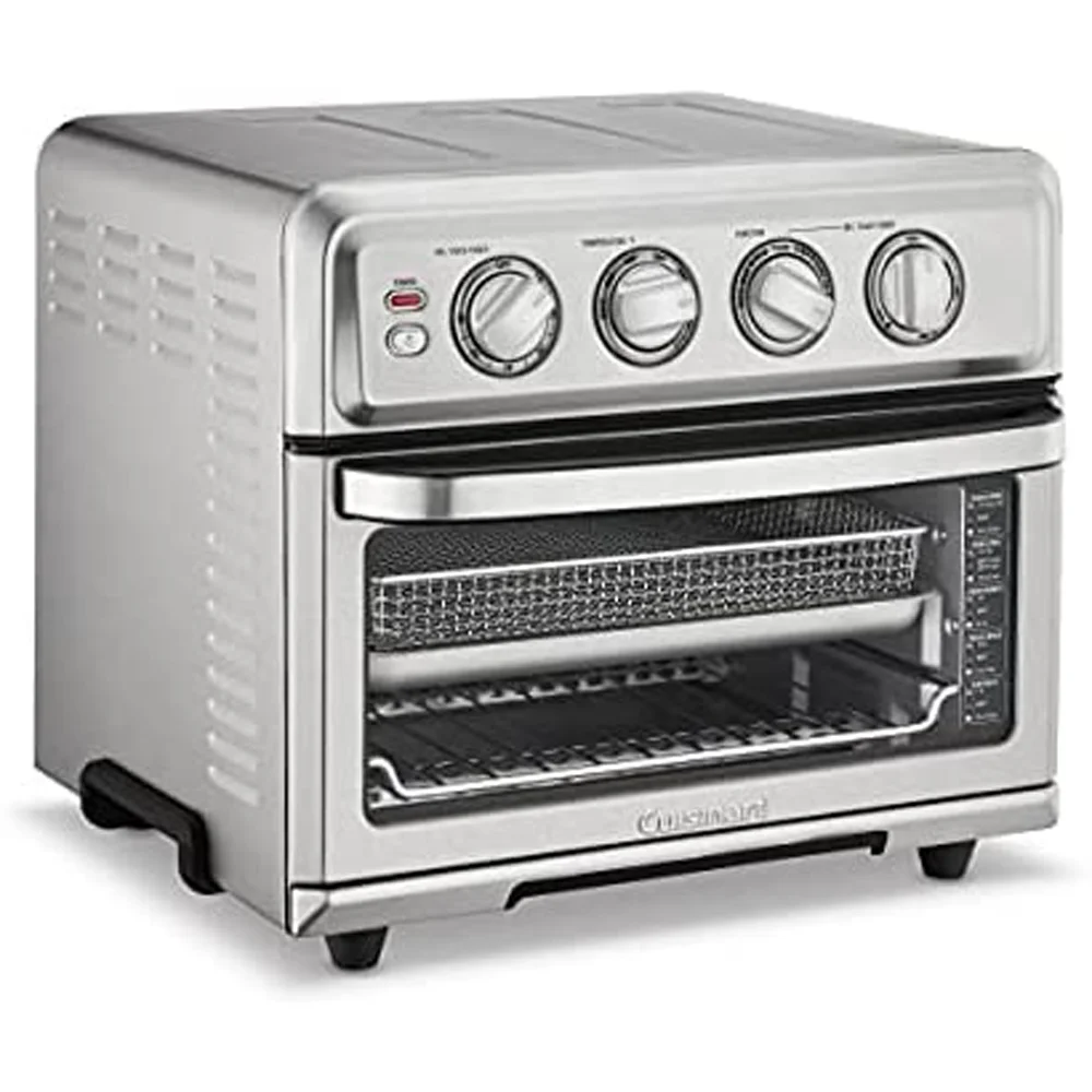 Cuisinart TOA - 70 Airfryer Toaster Oven with Grill Stainless Steel Bundle with Deco Chef Pair of Red Heat Resistant Oven Mitt