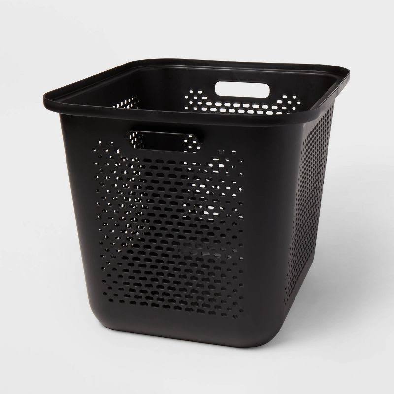 Large Decorative Plastic Bin with Cutout Handles Charcoal - Brightroom