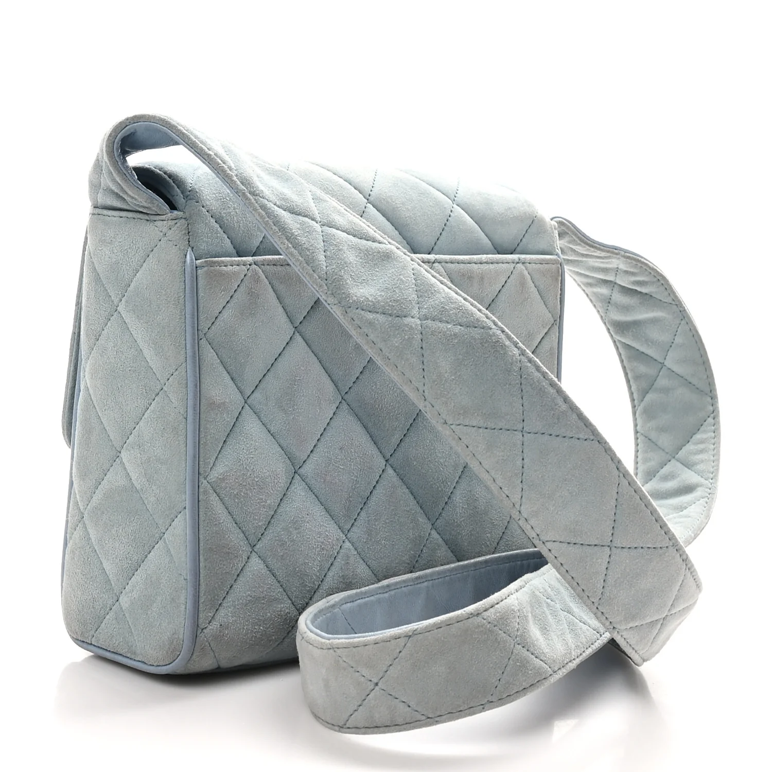 Suede Small Messenger Flap Light Blue