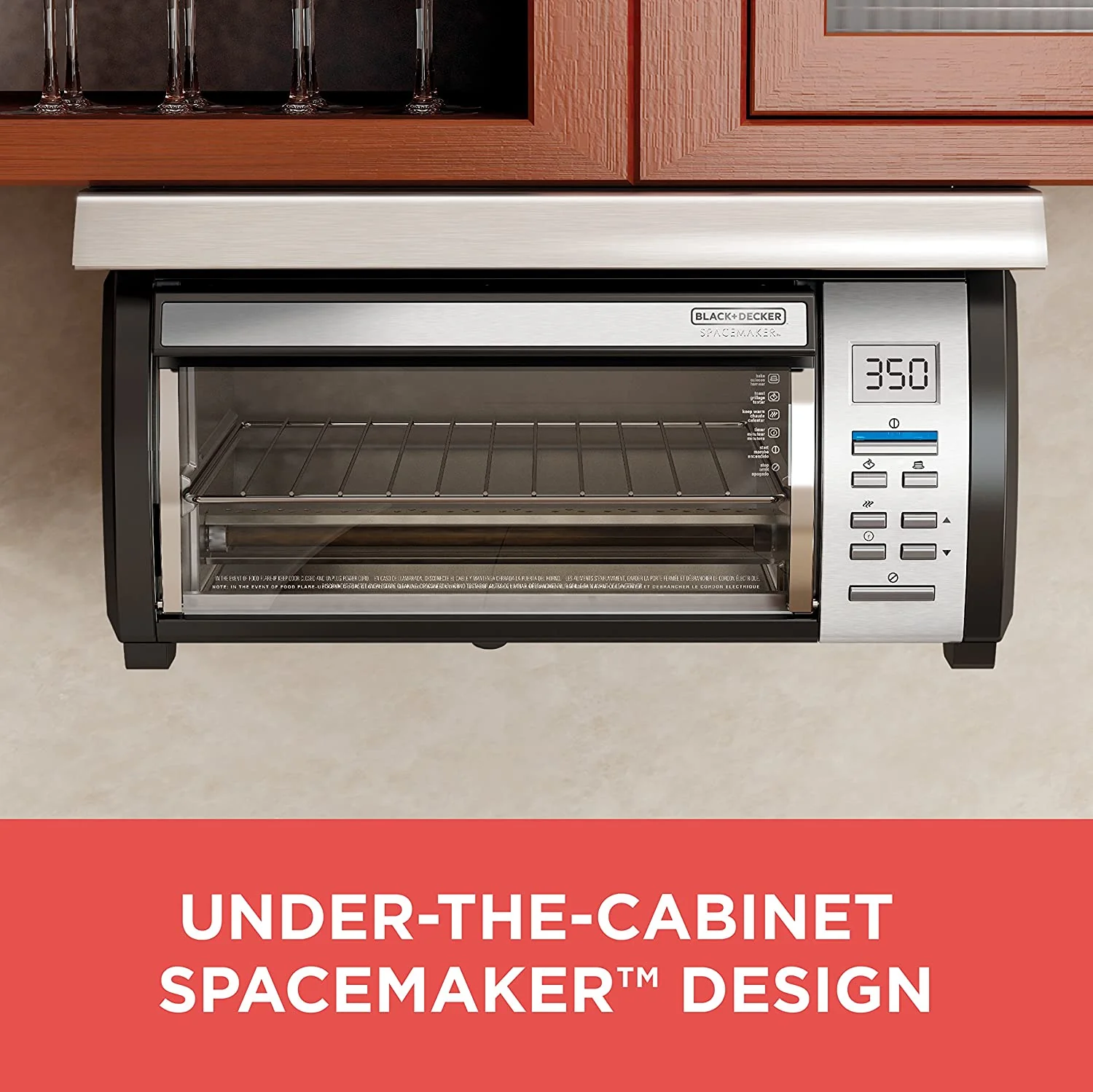 Spacemaker Under-Counter Toaster Oven. Black/Stainless Steel. TROS1000D