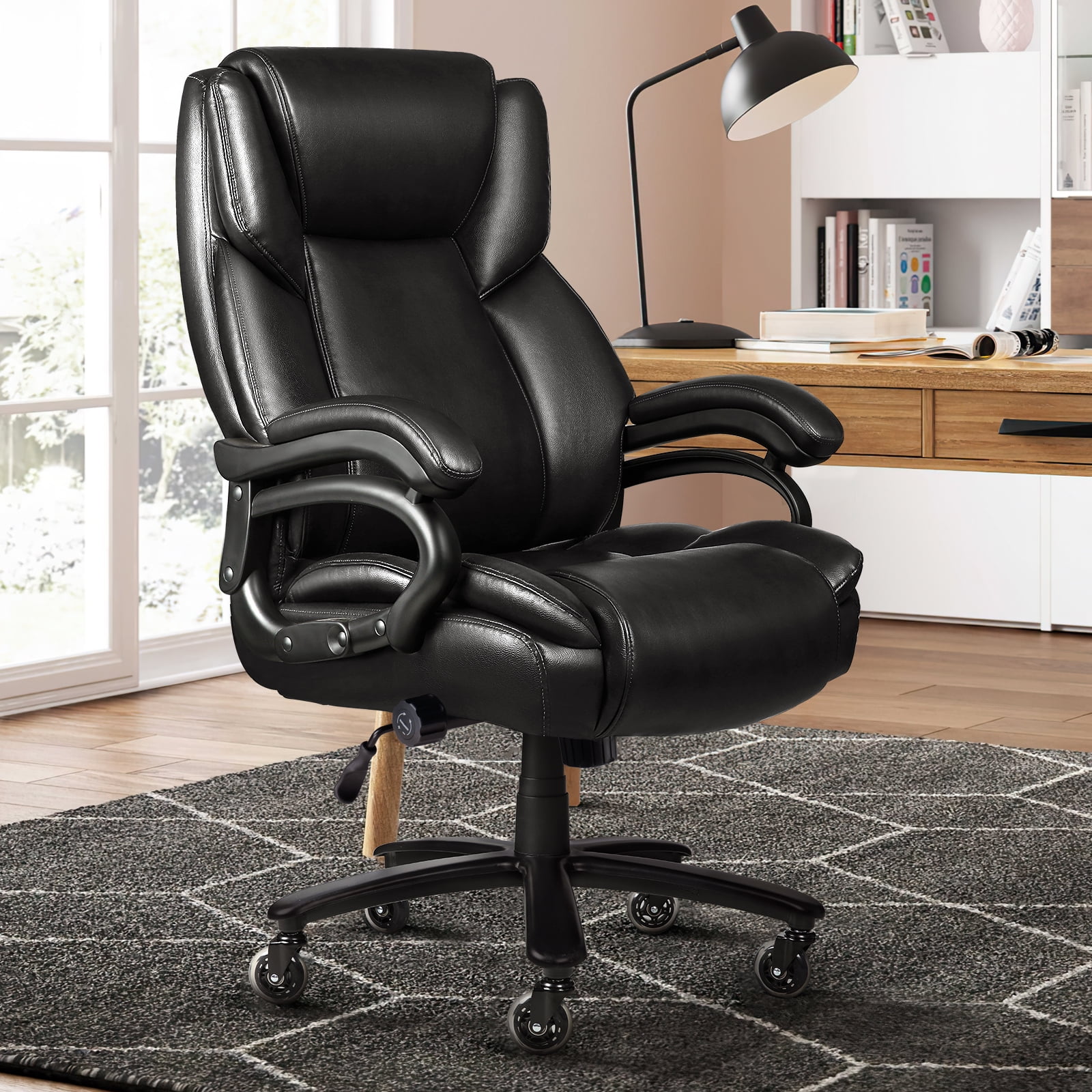 Heavy Duty Big and Tall Office Chair 500lbs with Adjustable Lumbar Support,High Back Office Chair for Adults(Black) - Image 8