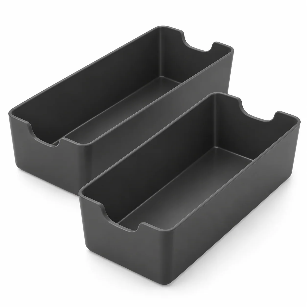 Charcoal Deep Drawer Organizer Bins, 2-Pack