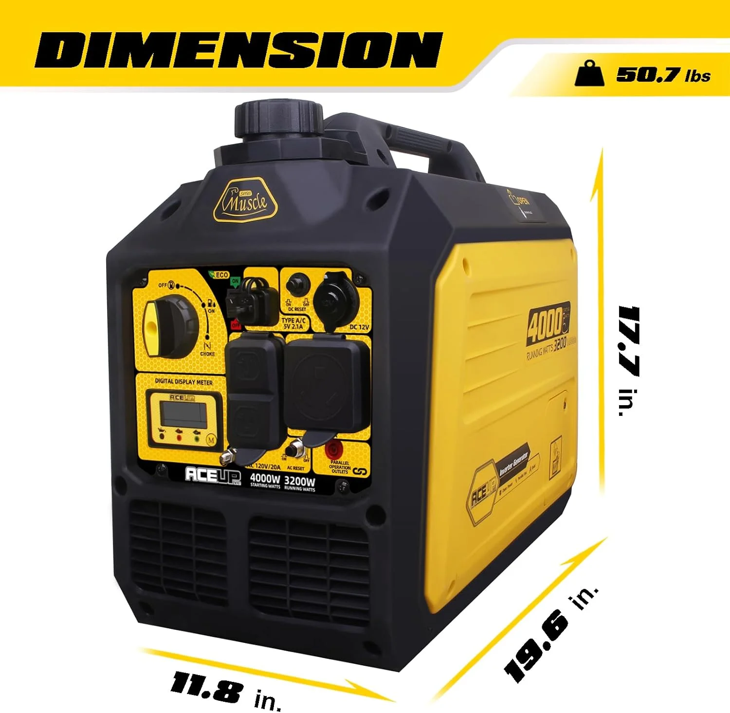 Aceup Energy 4000 Watt Portable Inverter Generator, Gas Powered Generator Quiet for Home, 3500W RV - Ready, EPA Compliant