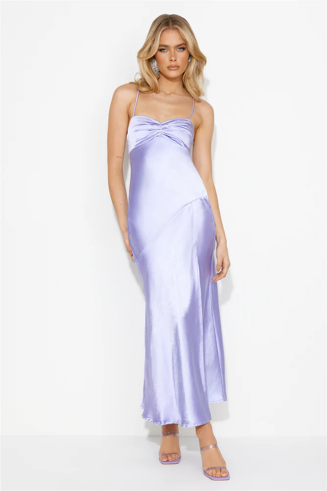 HELLO MOLLY Glasses Up Satin Slip Midi Dress Lilac