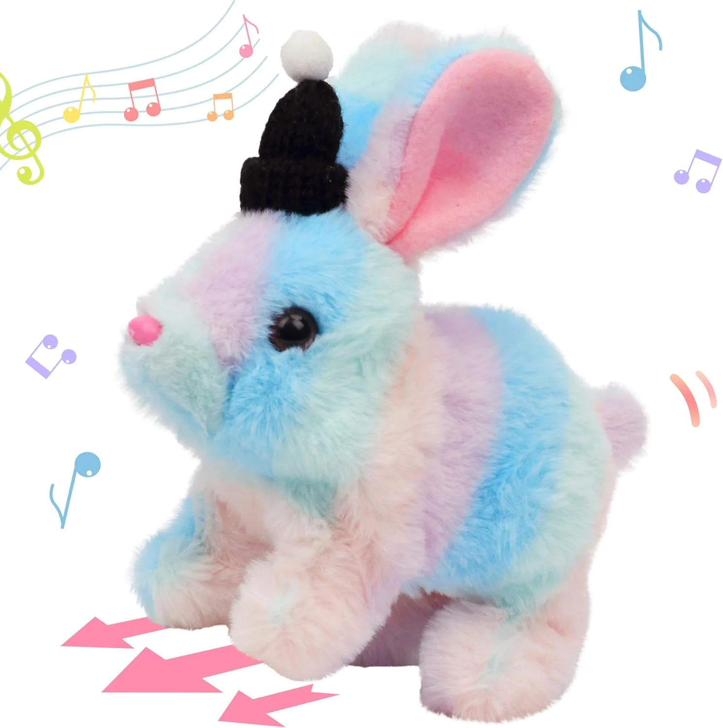 Interactive Hopping Rabbit Electronic Plush Bunny Toy with Sounds and Movements, 7'' Brown