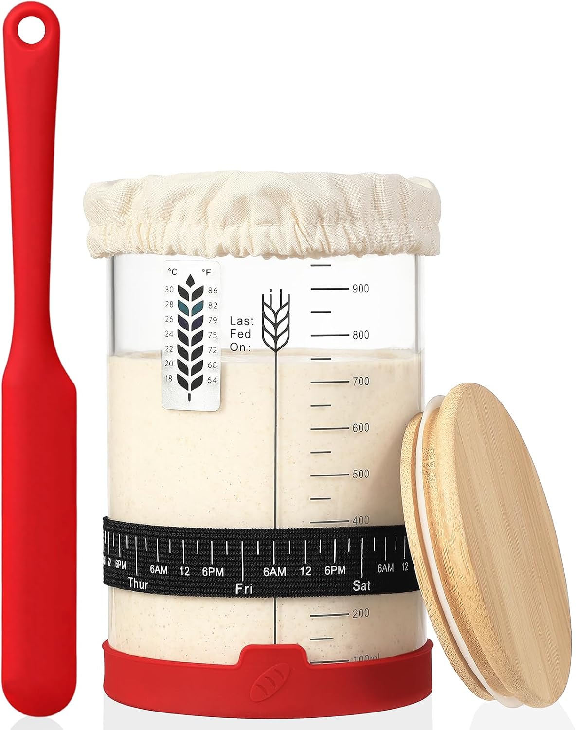 Sourdough Starter Jar Kit, 24 oz Wide Mouth Sour Dough Jars Glass