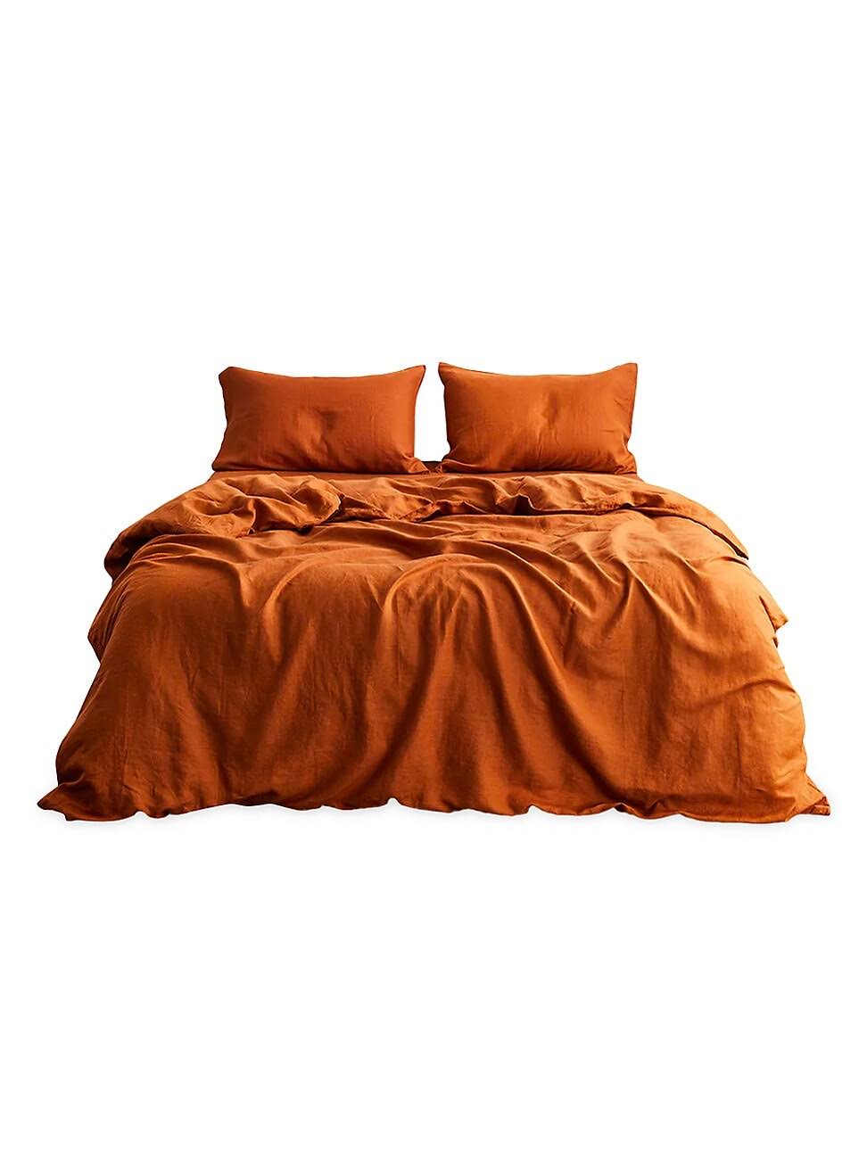 Bed Threads 100% French Flax Linen Bedding Set - Rust - Size Twin