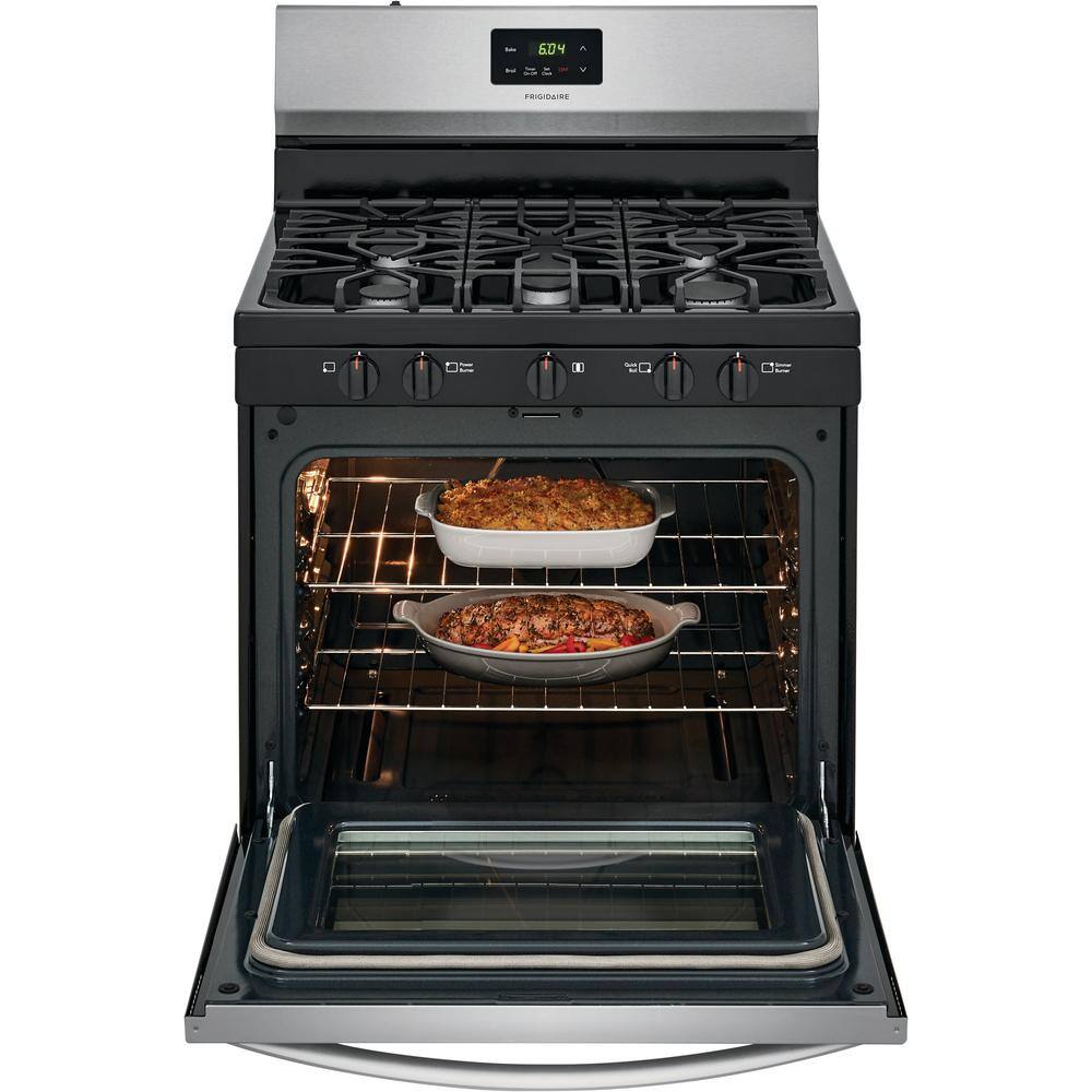 Cuisinière à gaz autoportante Frigidaire 30 po à 5 brûleurs en acier inoxydable FCRG3052AS
