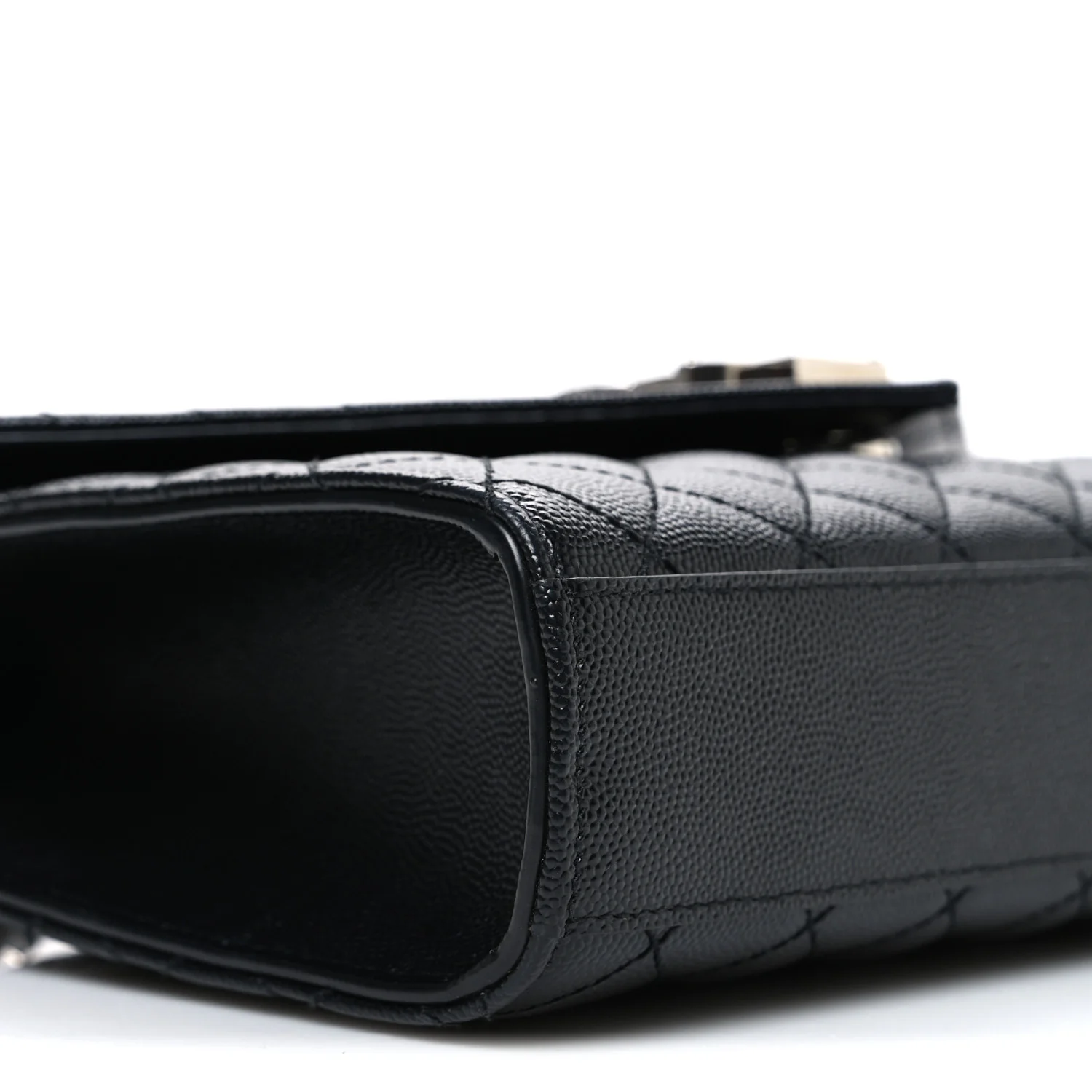 Grain De Poudre Textured Mixed Matelasse Triquilt Medium Monogram Satchel Black