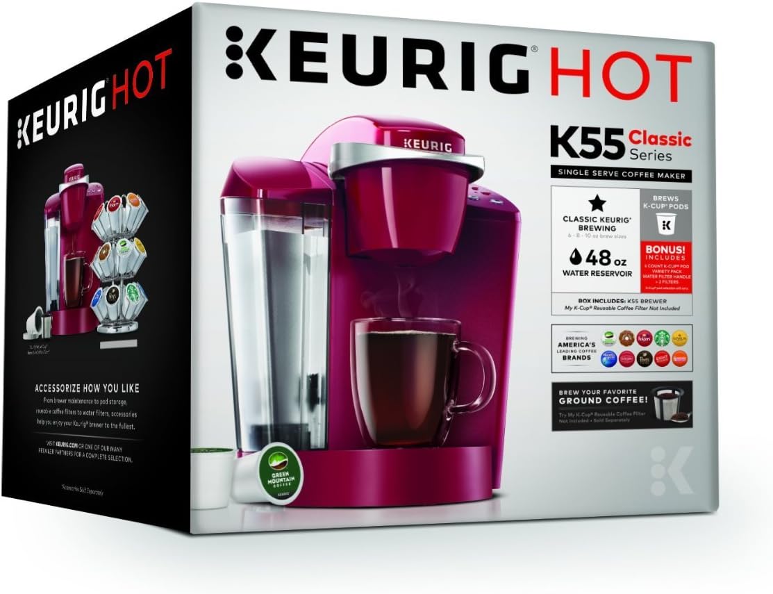 Keurig K-Classic Single Serve K-Cup Pod Coffee Maker, with 3 Brew Sizes, 48oz Removable Reservoir, Black