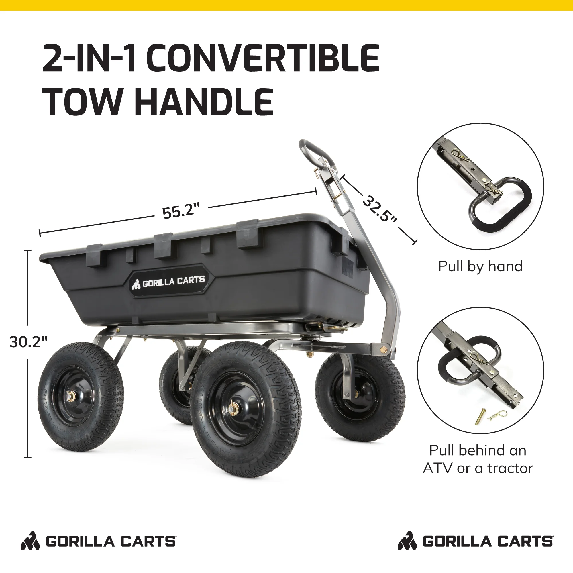 10 Cu Ft Poly Yard Dump Cart with Quick-Release, 1500 lb Capacity, Black - Image 4