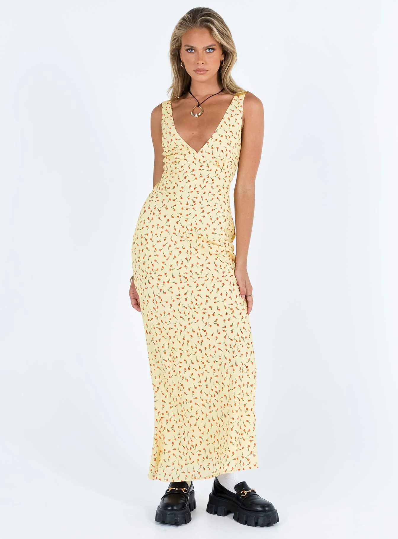 Nellie Maxi Dress Yellow Red Floral