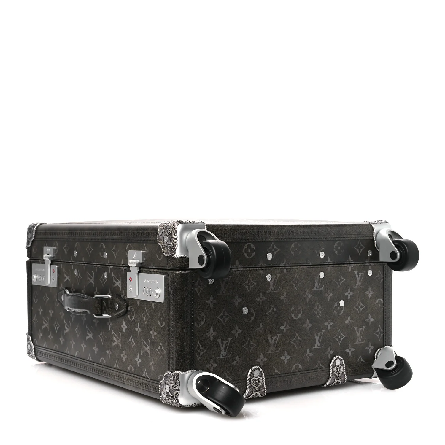 Brushed Monogram Rolling Trunk Black