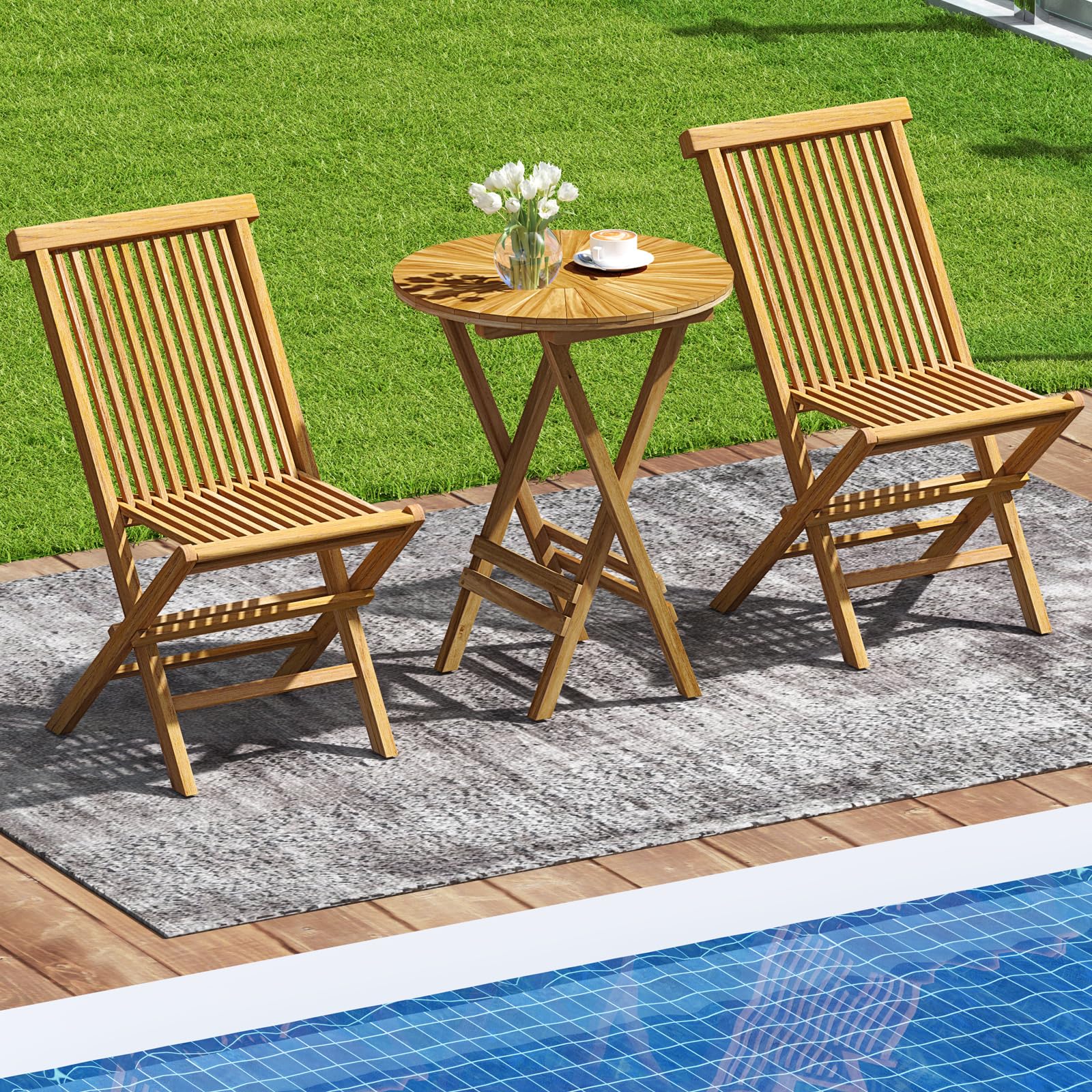 Tangkula 3 Pieces Folding Patio Bistro Set