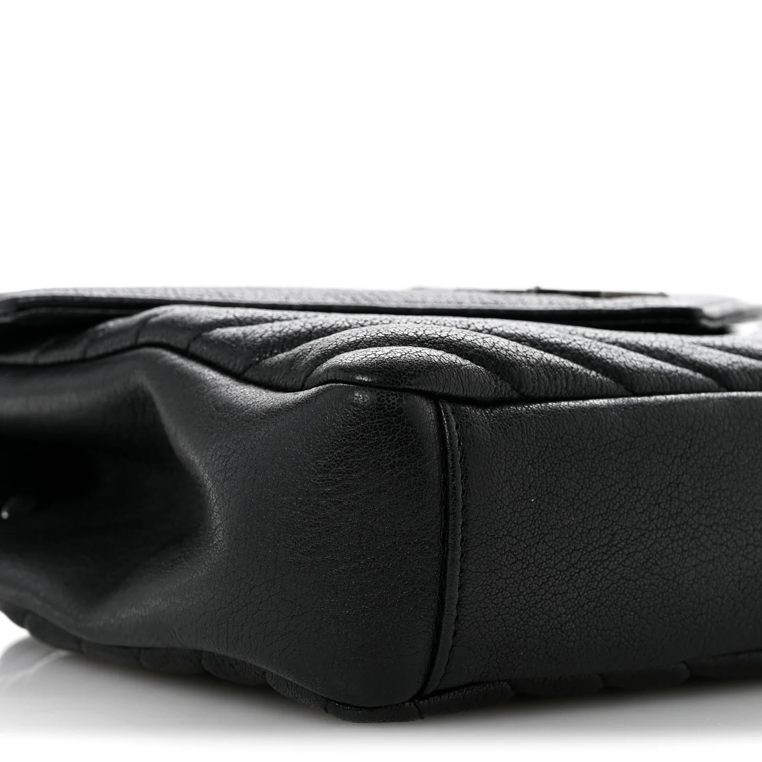 Sheepskin Matelasse Chevron Monogram Medium College Bag Black