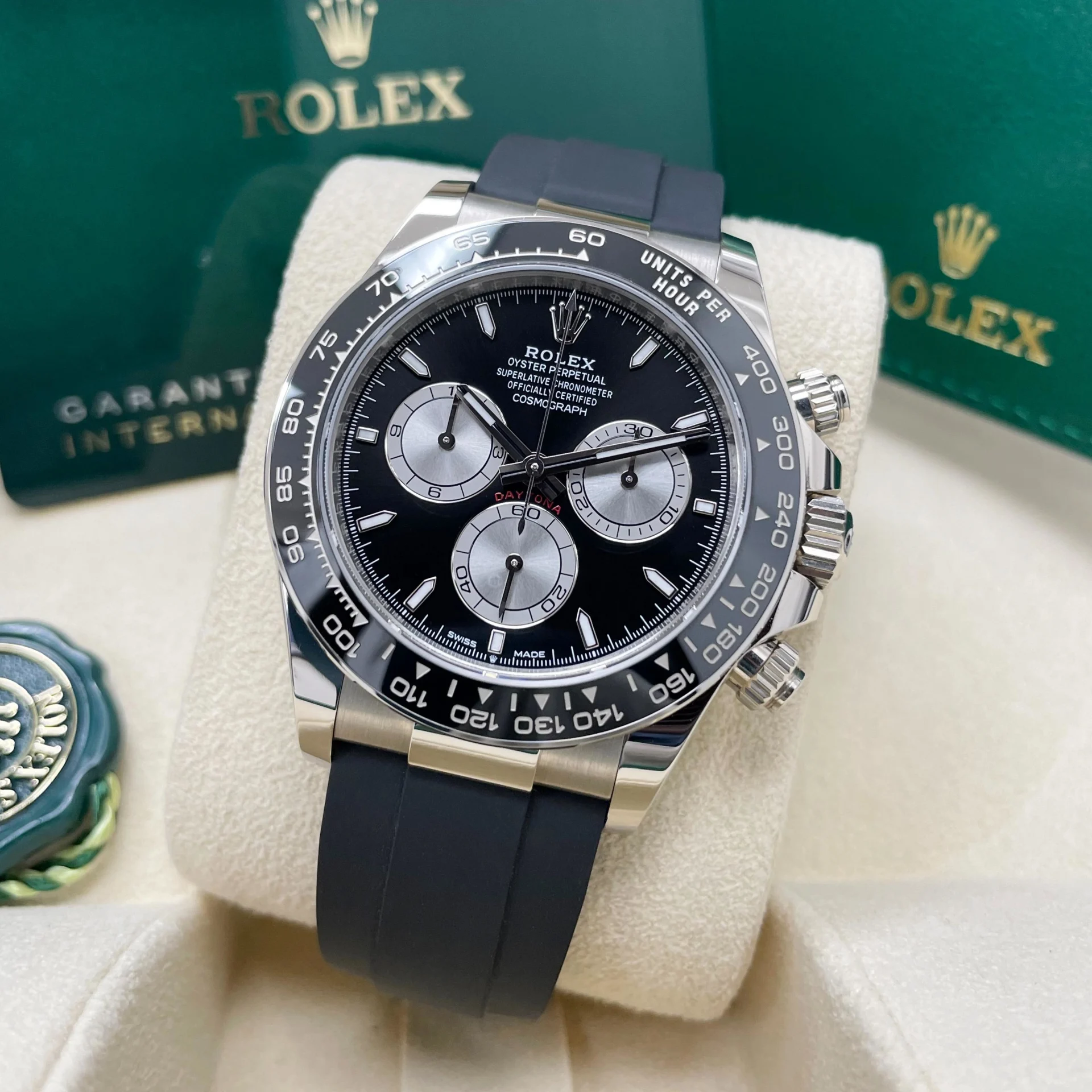 [Super Clone]Rolex Cosmograph Daytona White Gold Mens Watch-126519LN Black Oysterflex