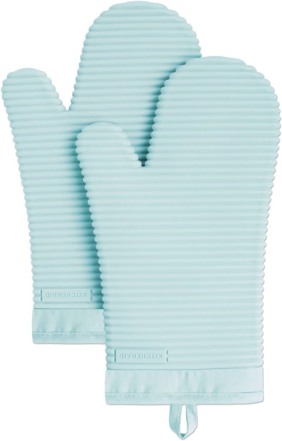 KITCHENAID Ribbed Soft Silicone Oven Mitt 2-Pack Set, 7.5