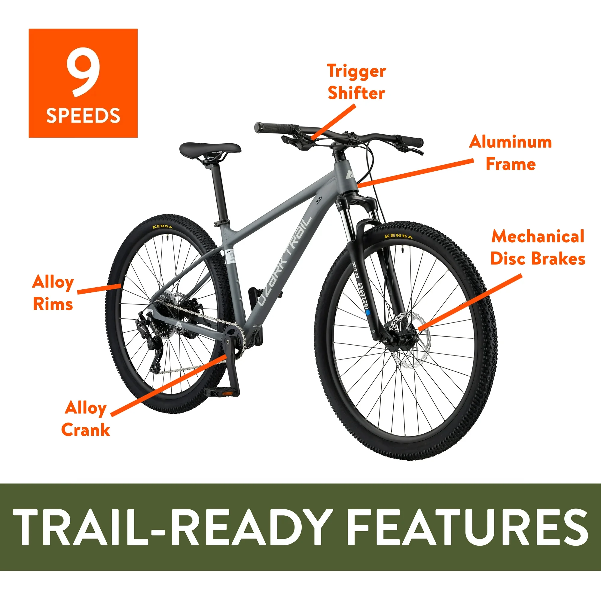 29" Ridge Mountain Bike, Medium Frame, Fits Riders 5'7" 5'11", Gray, Adult(17 in) - Image 2