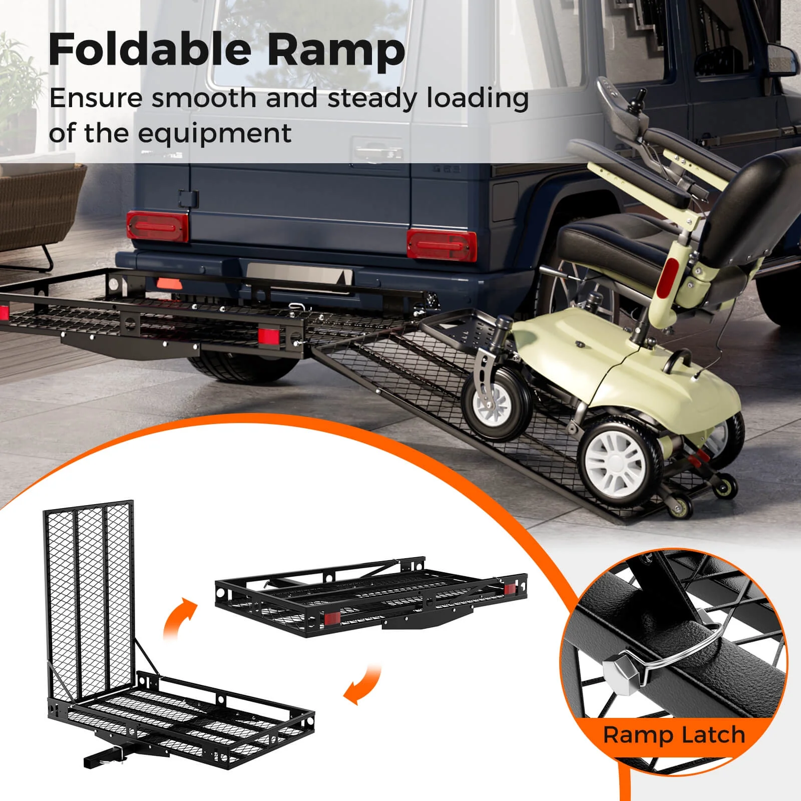 Costway 500 lb Strong Wheelchair Hitch Carrier Mobility Electric Scooter Loading Ramp