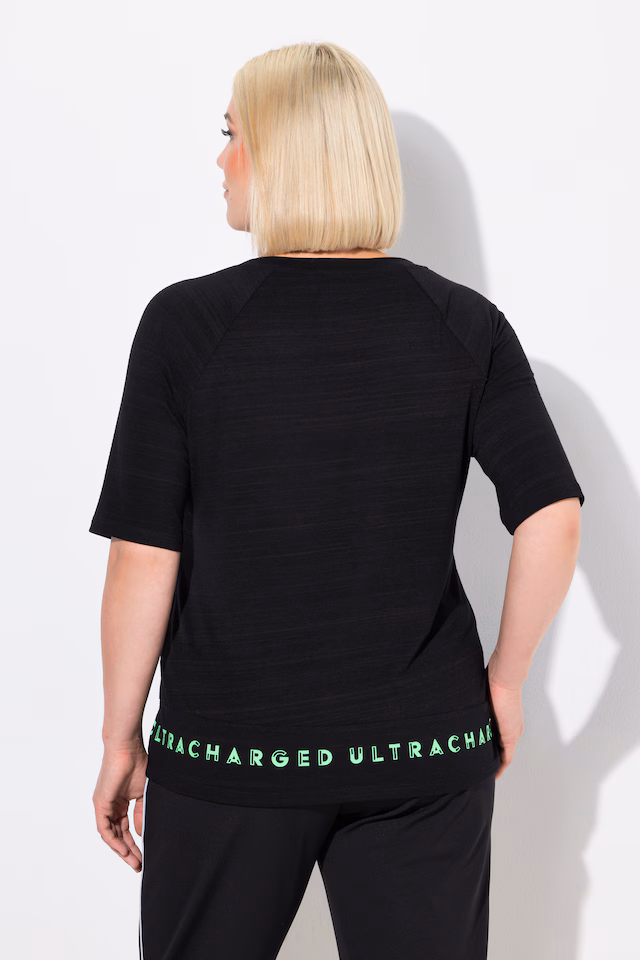 Classic fit half-sleeve crew neck T-shirt with hem inscription