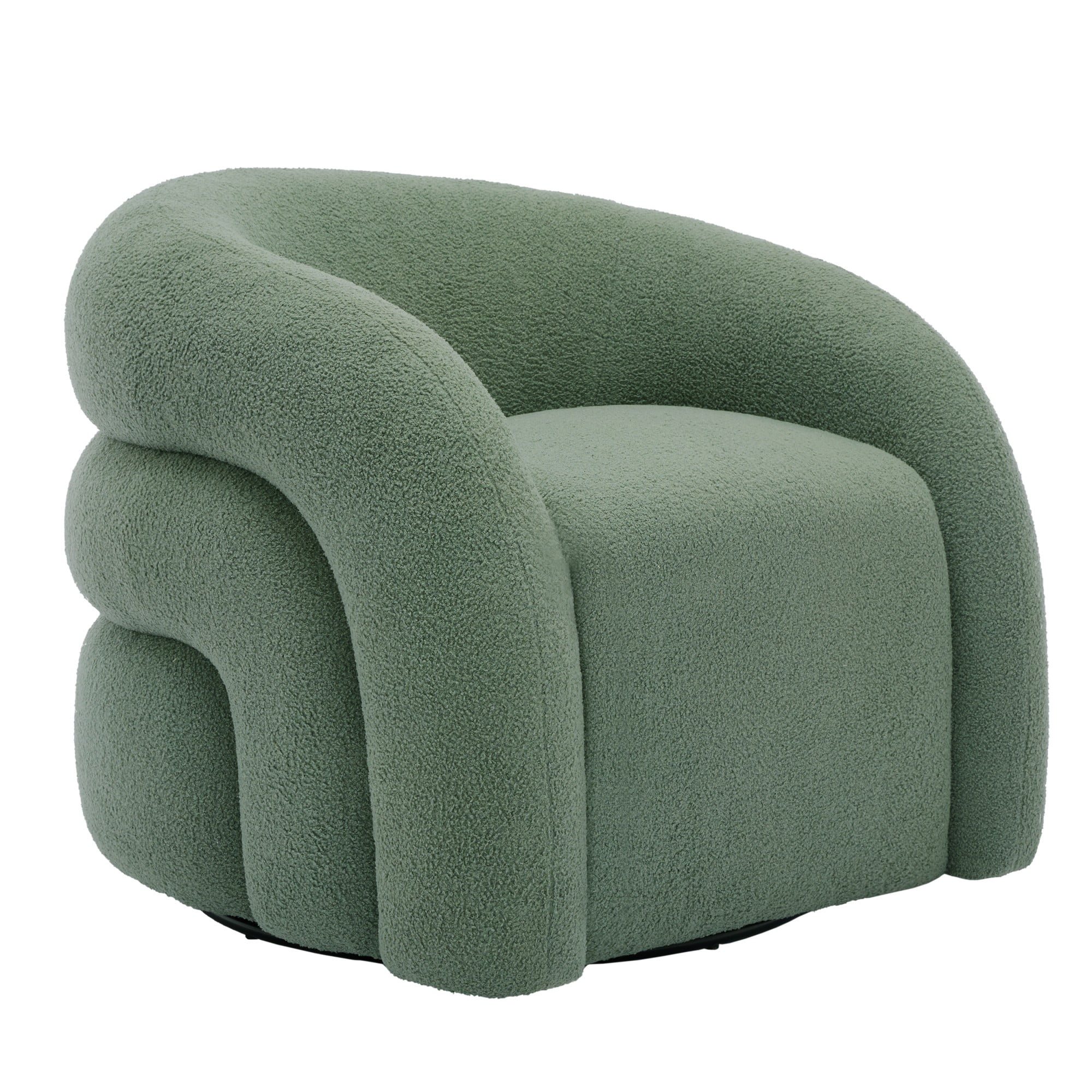 360 Swivel Accent Chair for Living Room, Boucle Barrel Armchair Single Sofa Chair Reading Chair, Sage Green