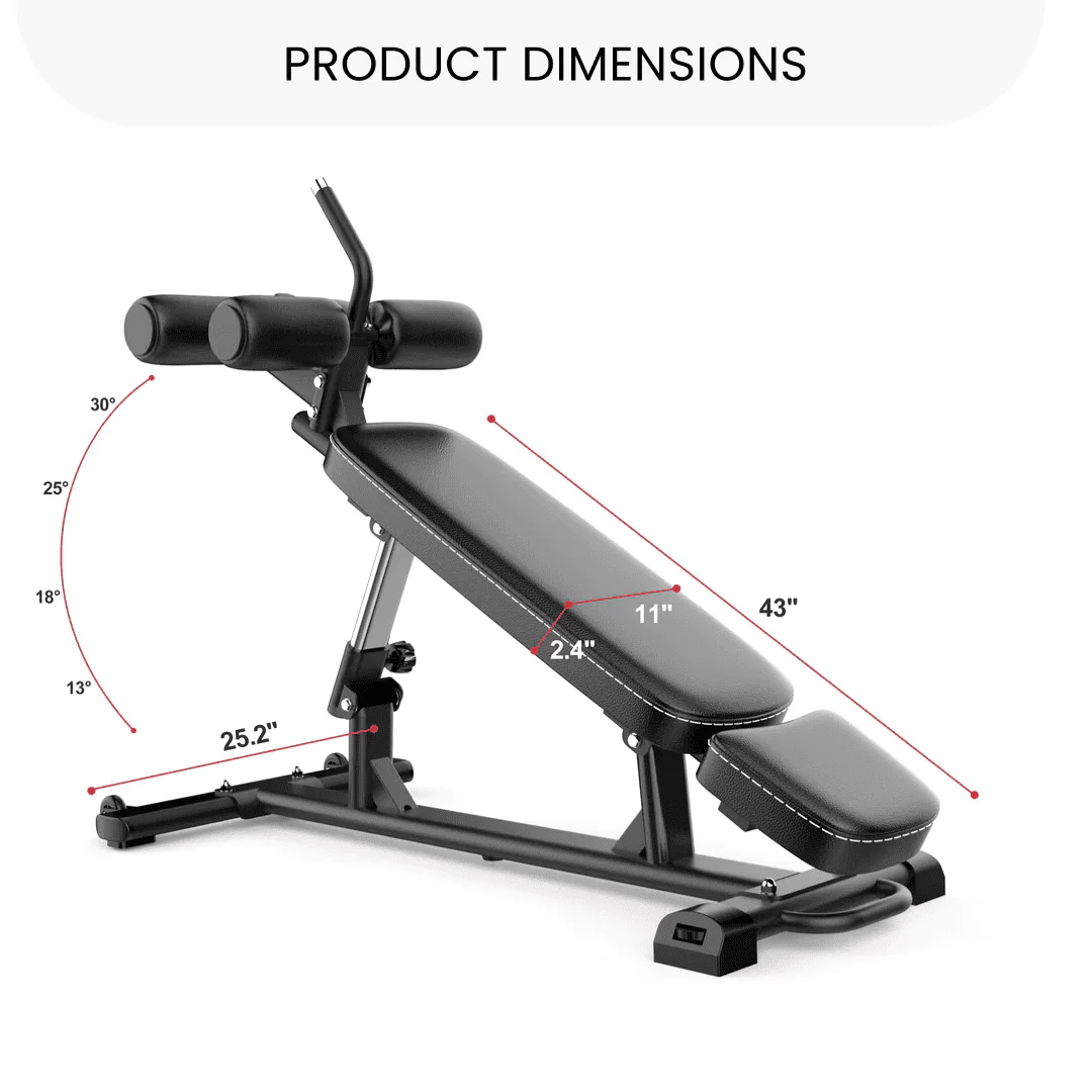 Finer Form Semi, Commercial Sit Up Bench Elite, Reverse Crunch Handle for Ab Exercises, Reverse Crunch and Decline Sit Up with 4 Adjustable Height Settings, Black Image 5