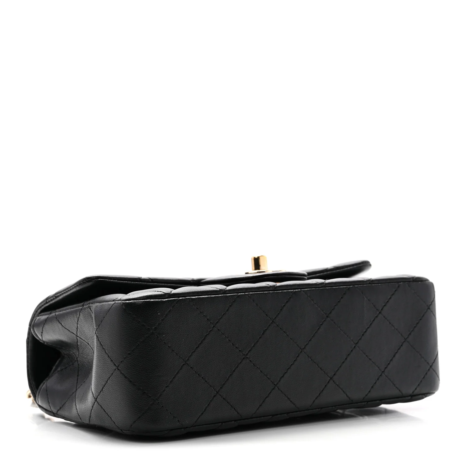 Lambskin Quilted Mini Rectangular Flap Black
