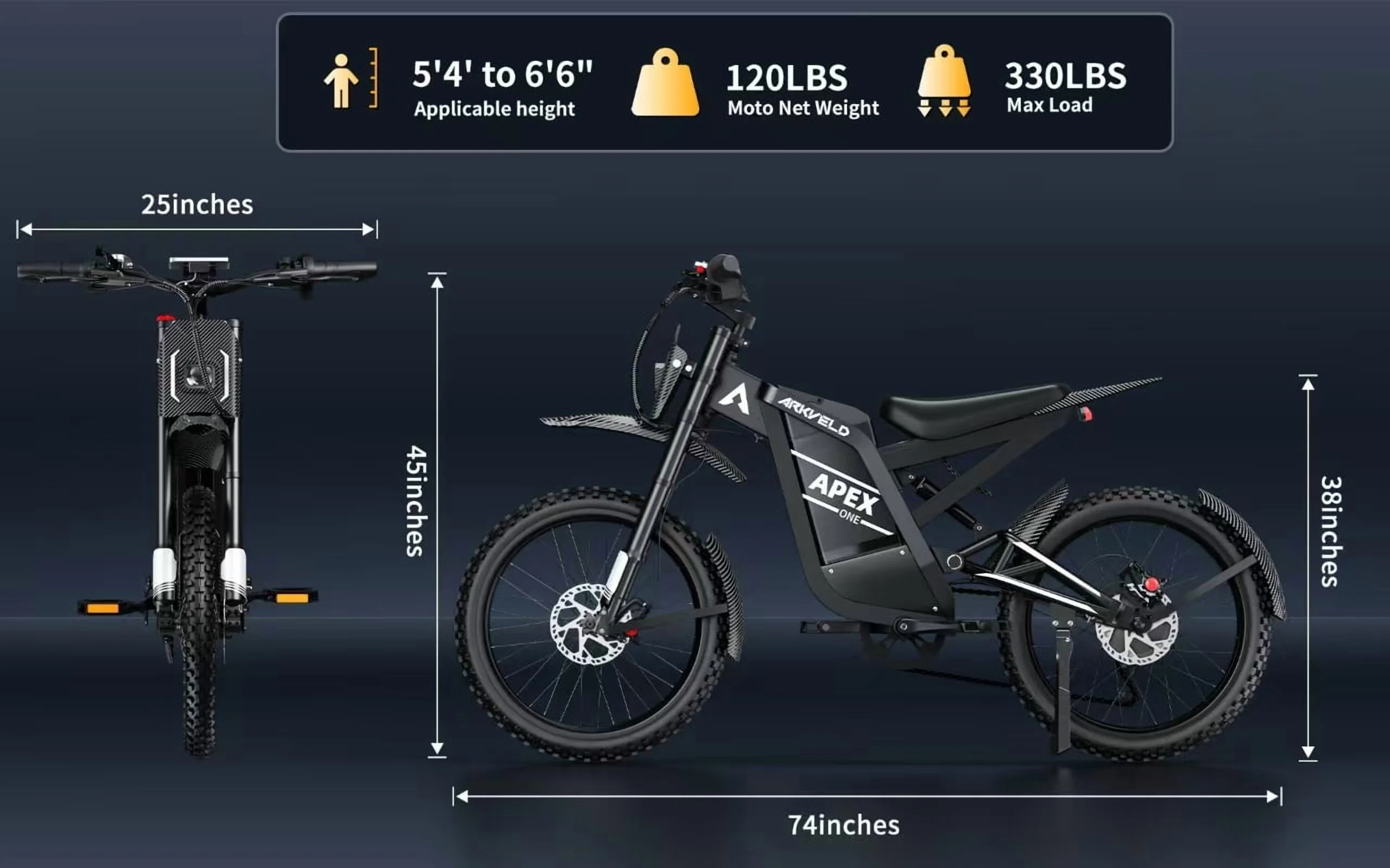 Electric Bike for Adults, Peak-3000W, Max 40MPH and 80Miles Electric Motorcycle,25" Fat Tire Dirt Bike, APEX1 7-Speed E-Bike��White(White) - Image 9