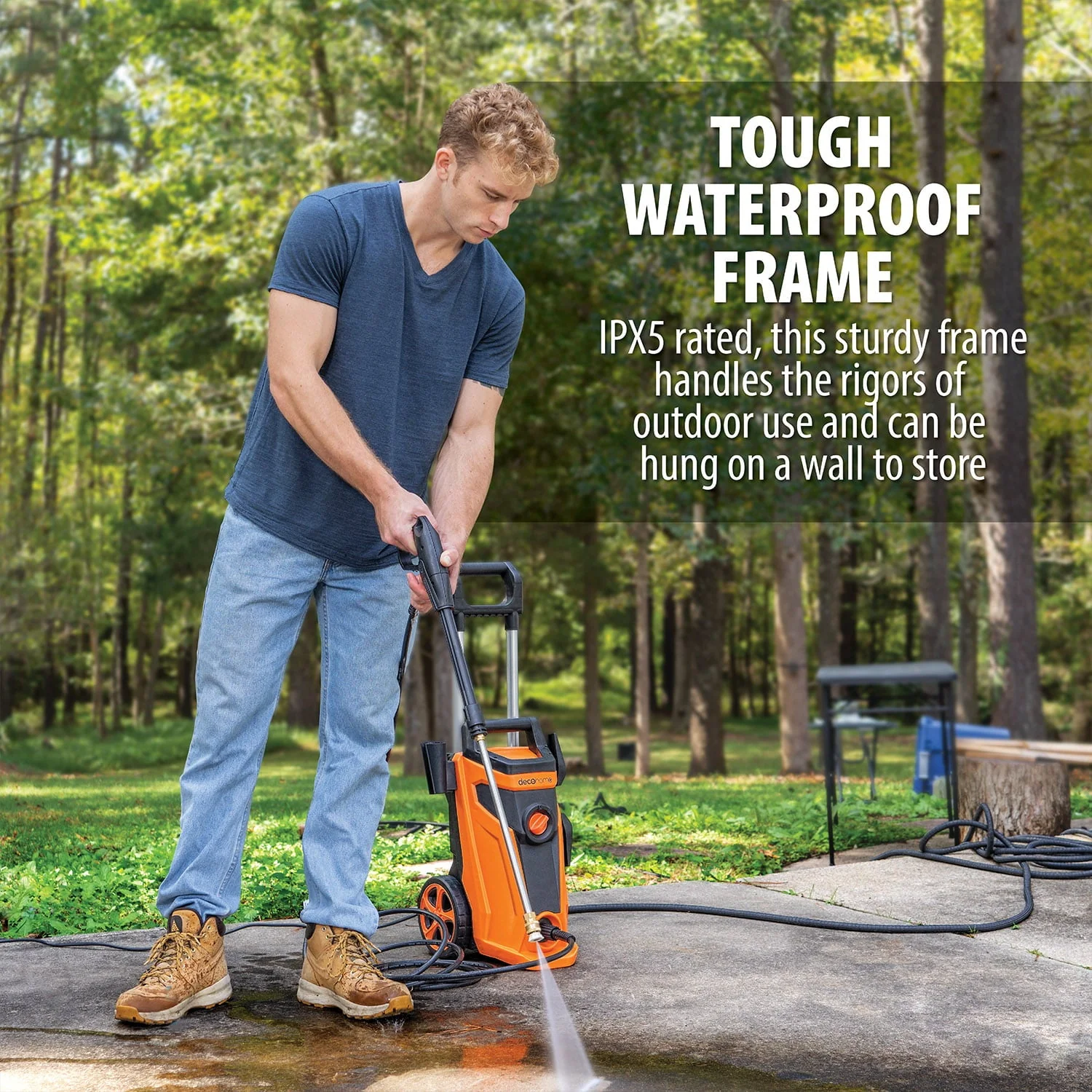 Deco Home 1800W Electric Pressure Washer Auto Stop Water Gun 4 Spray Nozzle Attachments Self Suction