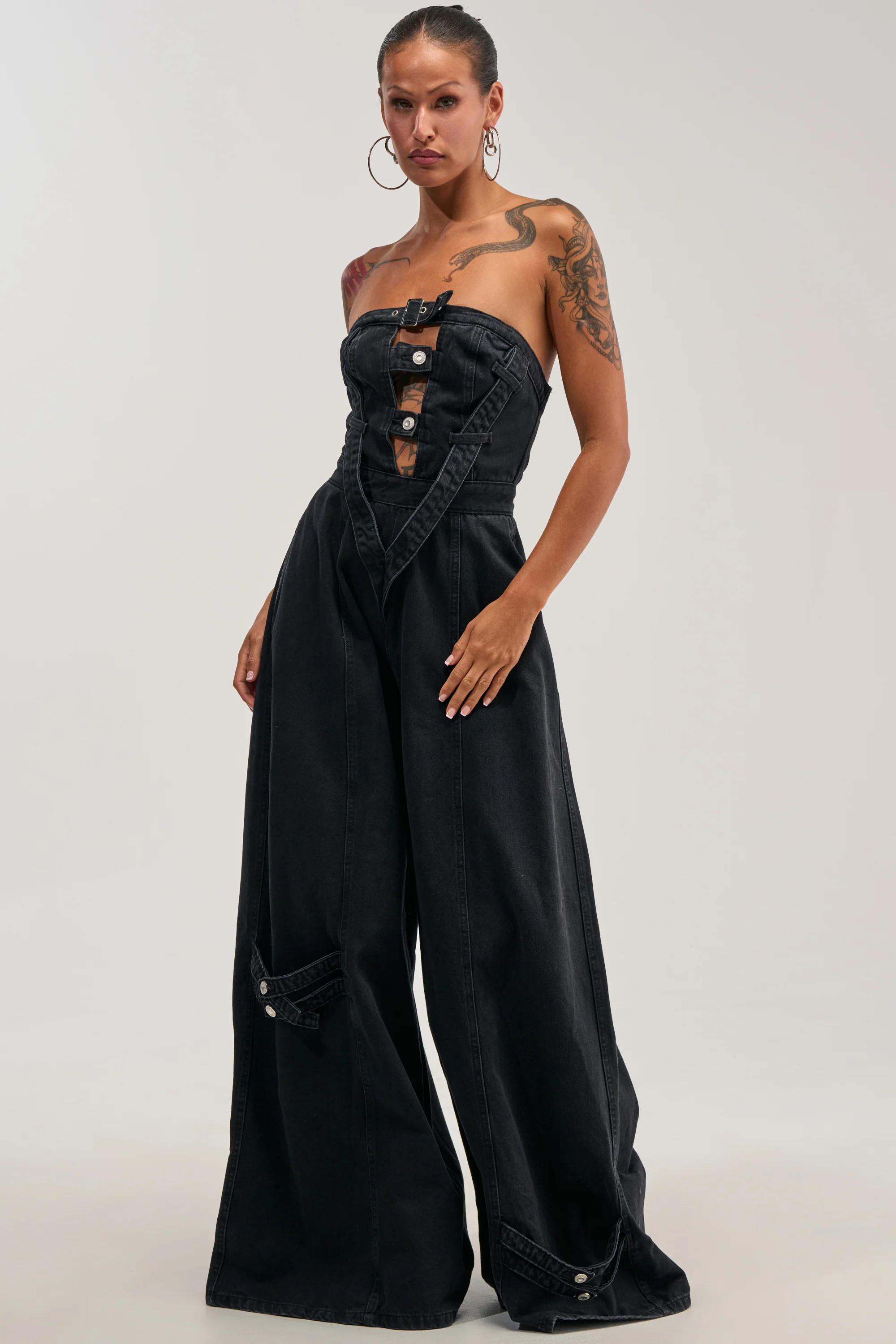 SO YESTERDAY WIDE LEG DENIM JUMPSUIT - Akira Store