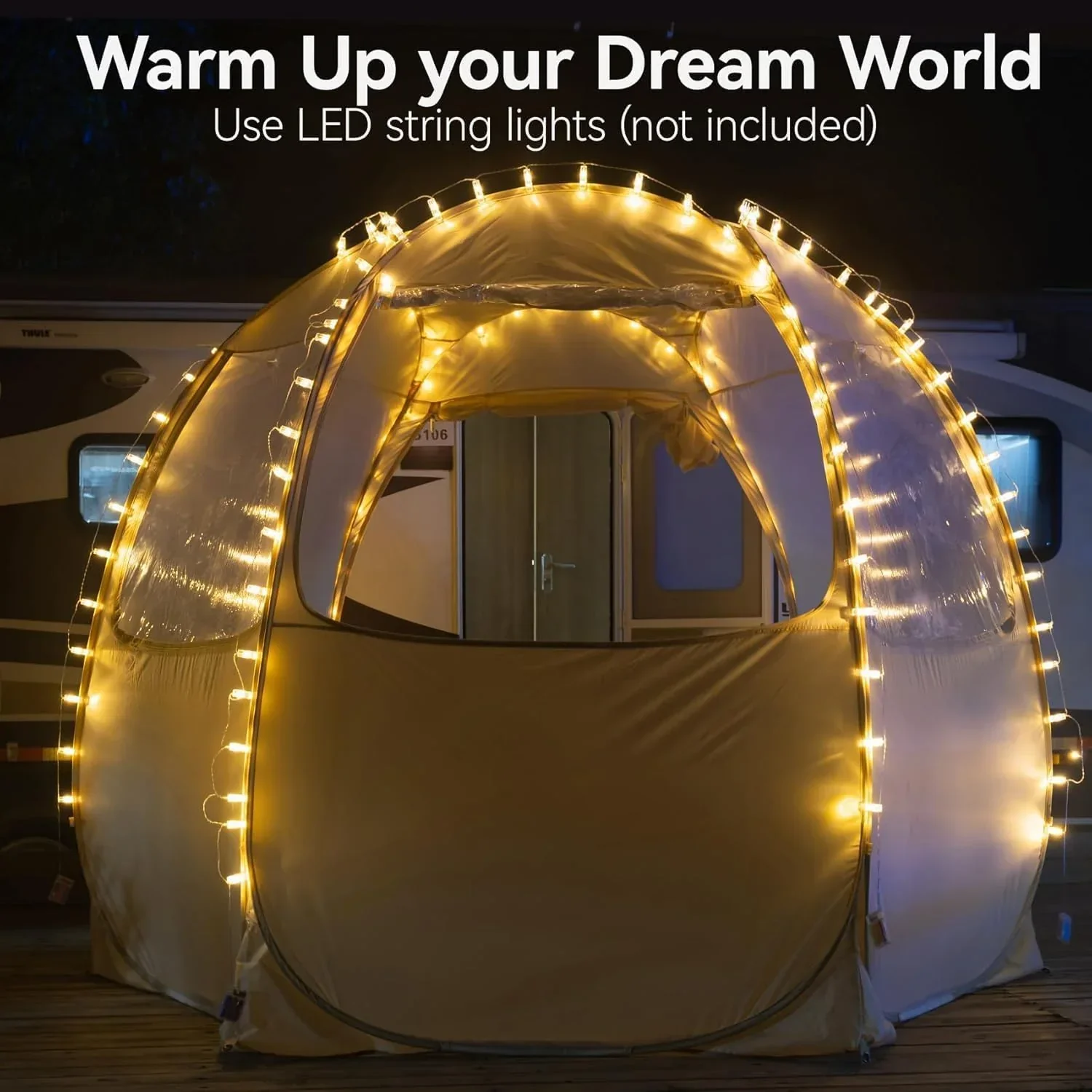 Gazebo moustiquaire pouvant accueillir 6, 10 ou 15 personnes. Tente de style igloo avec moustiquaire latérale. Idéal