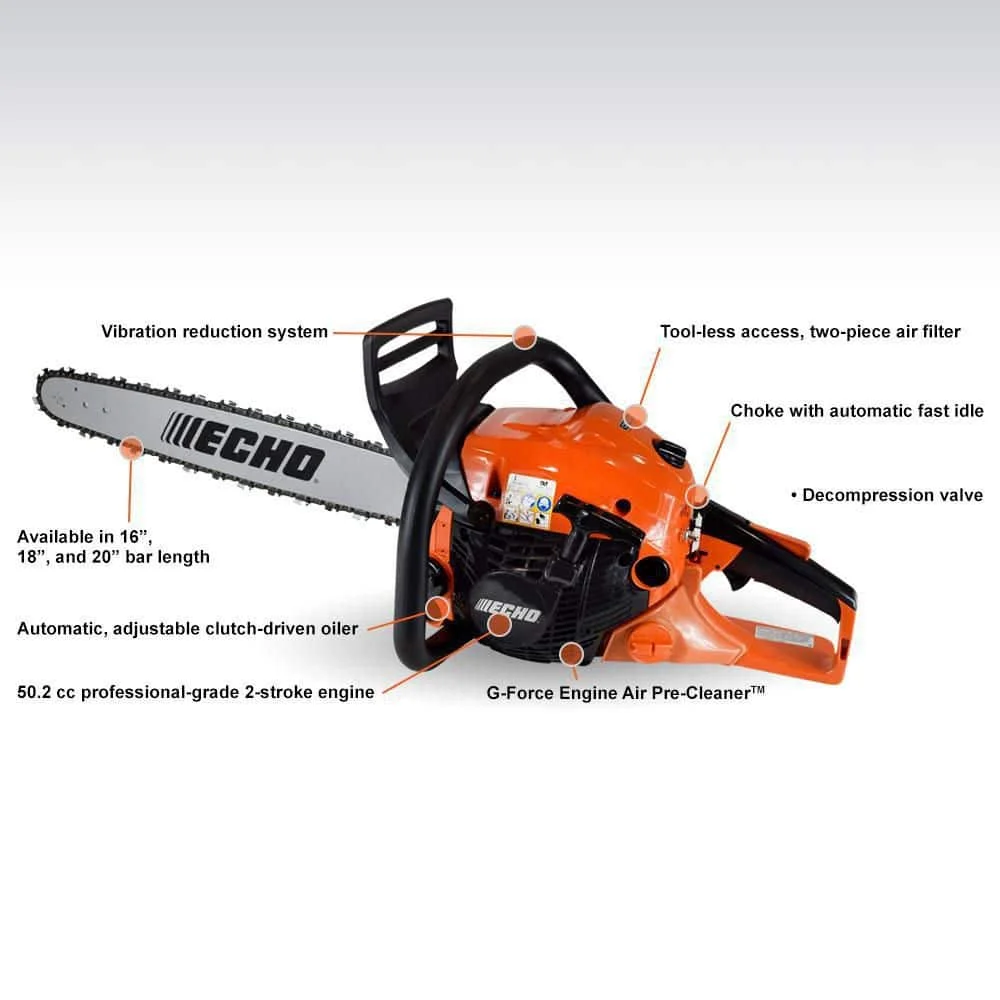 20 in. 50.2 cc 2-Stroke Gas Rear Handle Chainsaw - Image 2