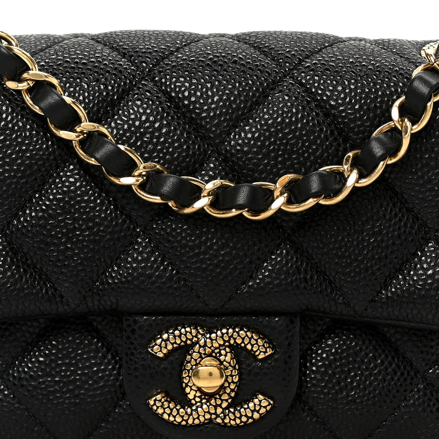 Grained Lambskin Quilted Mini Flap Black