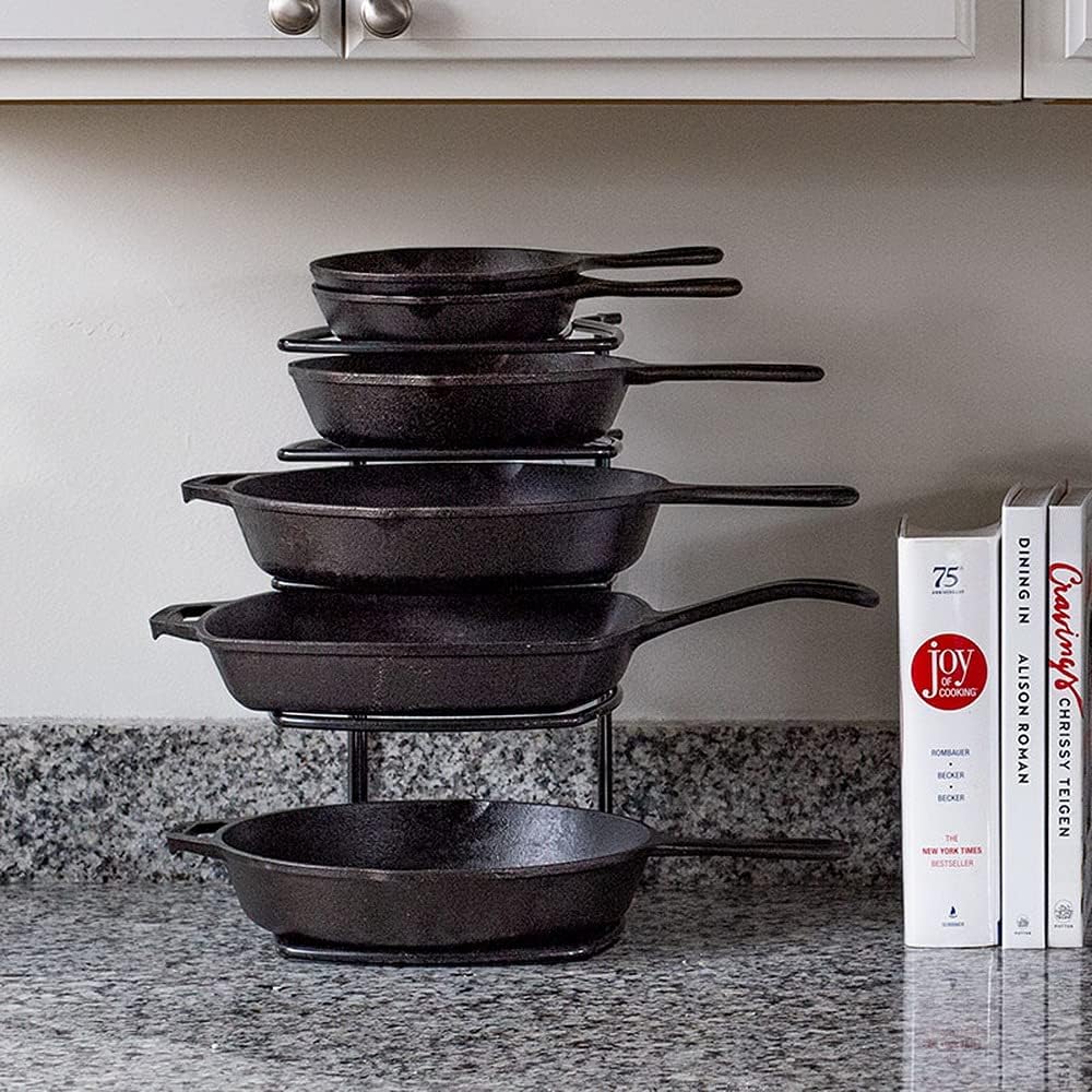 Lodge Cookware Organizer 5-Tier Storage Rack, Matte Black