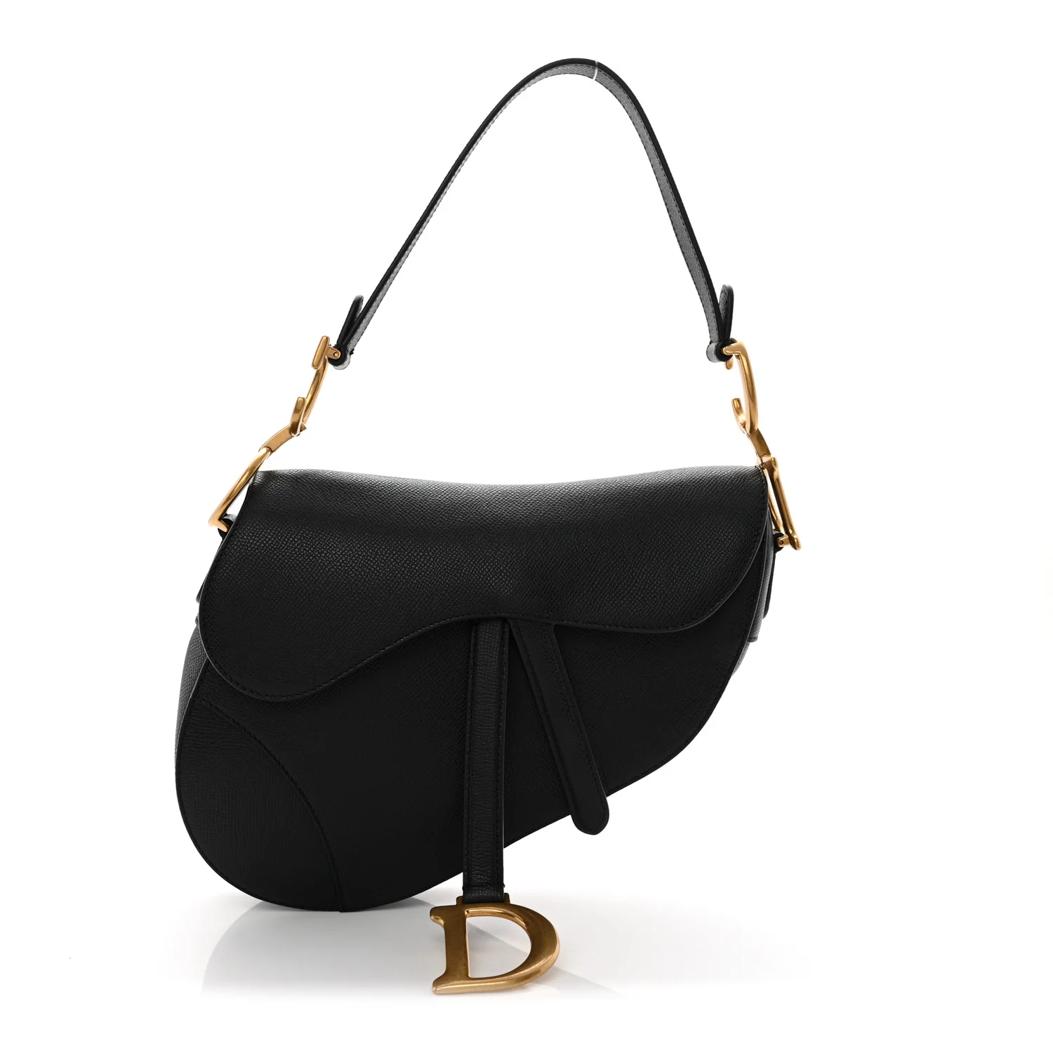 Grained Calfskin Saddle Bag Black
