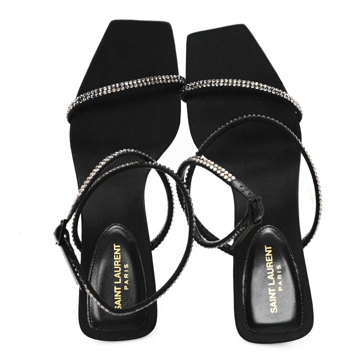 Crepe Satin Baliqua 55 Vett Ankle Strap Sandals 36.5 Black