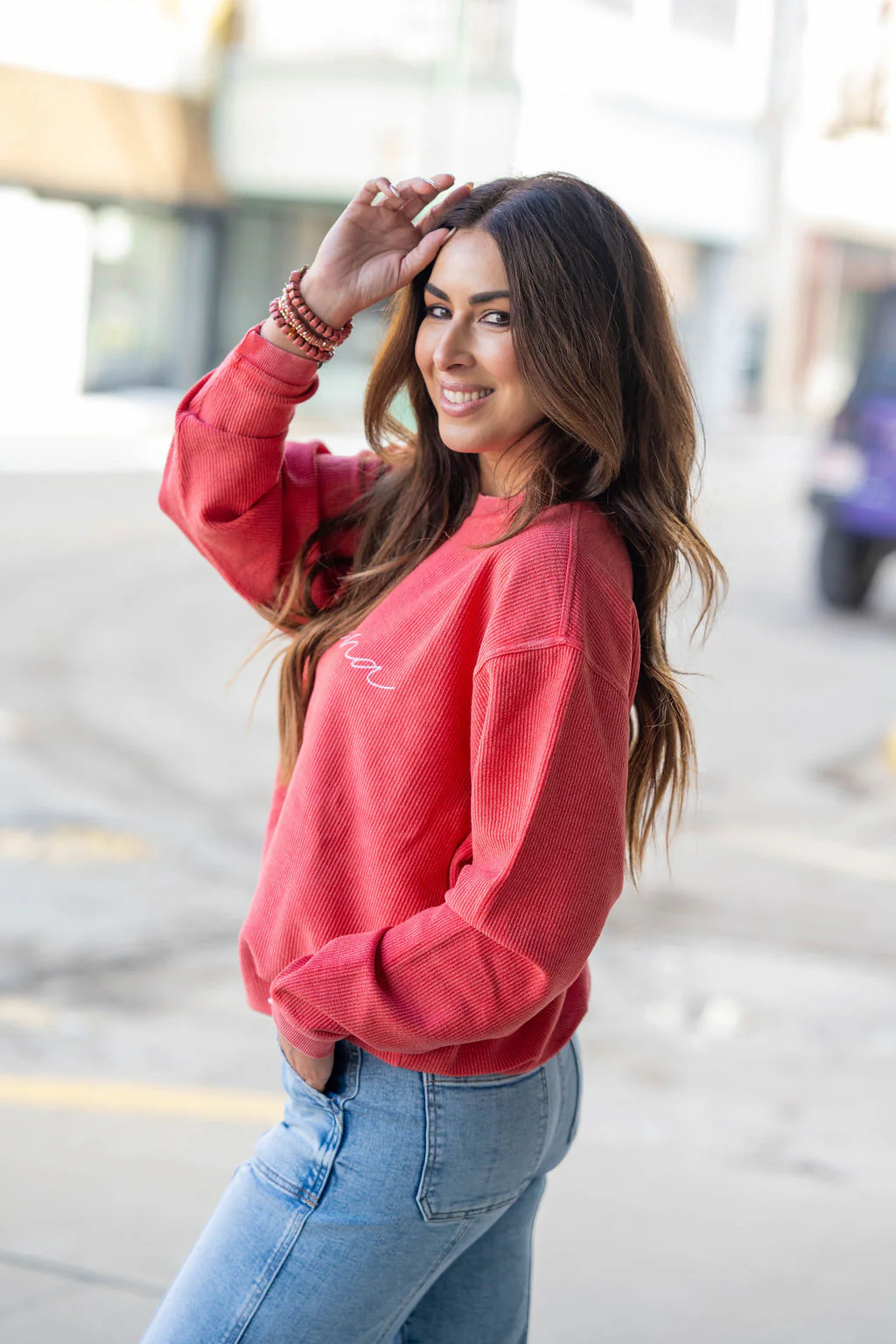 Cursive Indiana Ribbed Crewneck