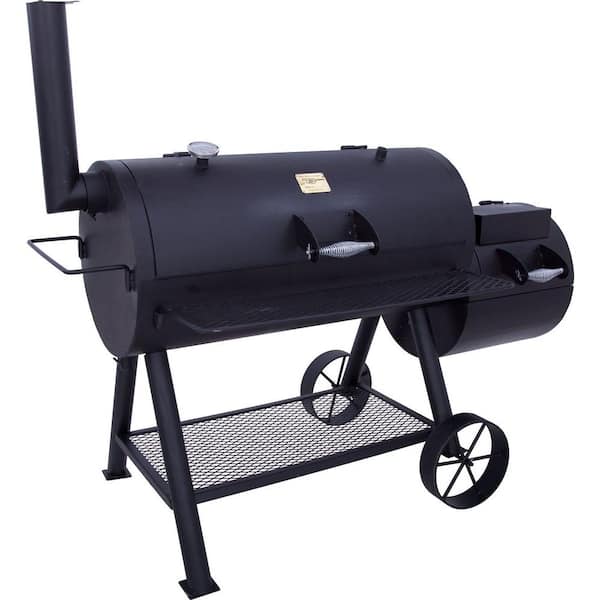 Longhorn Offset Smoker in Black with 1.060 sq. in. Cooking Space-Instock