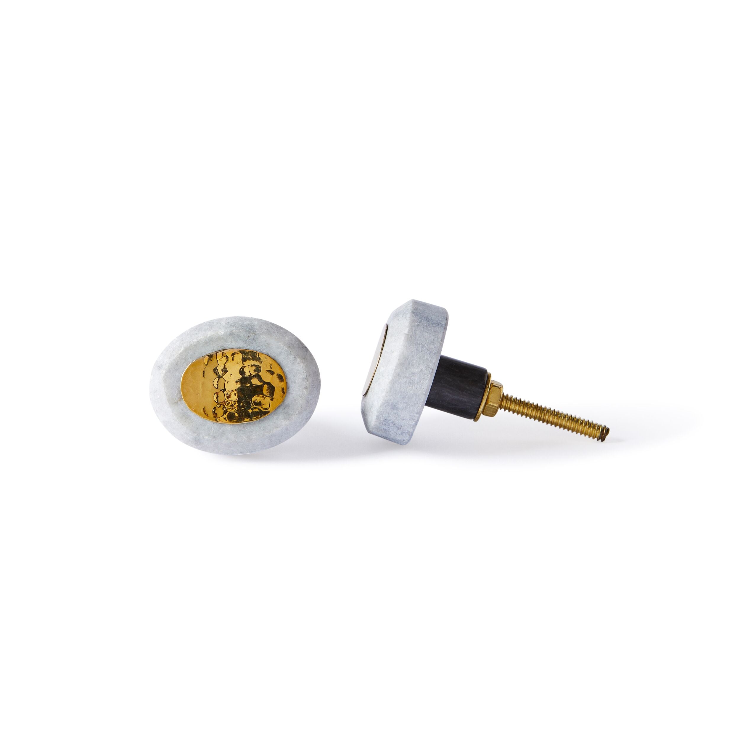Ara Grey Press Oval Knob 3.8cm