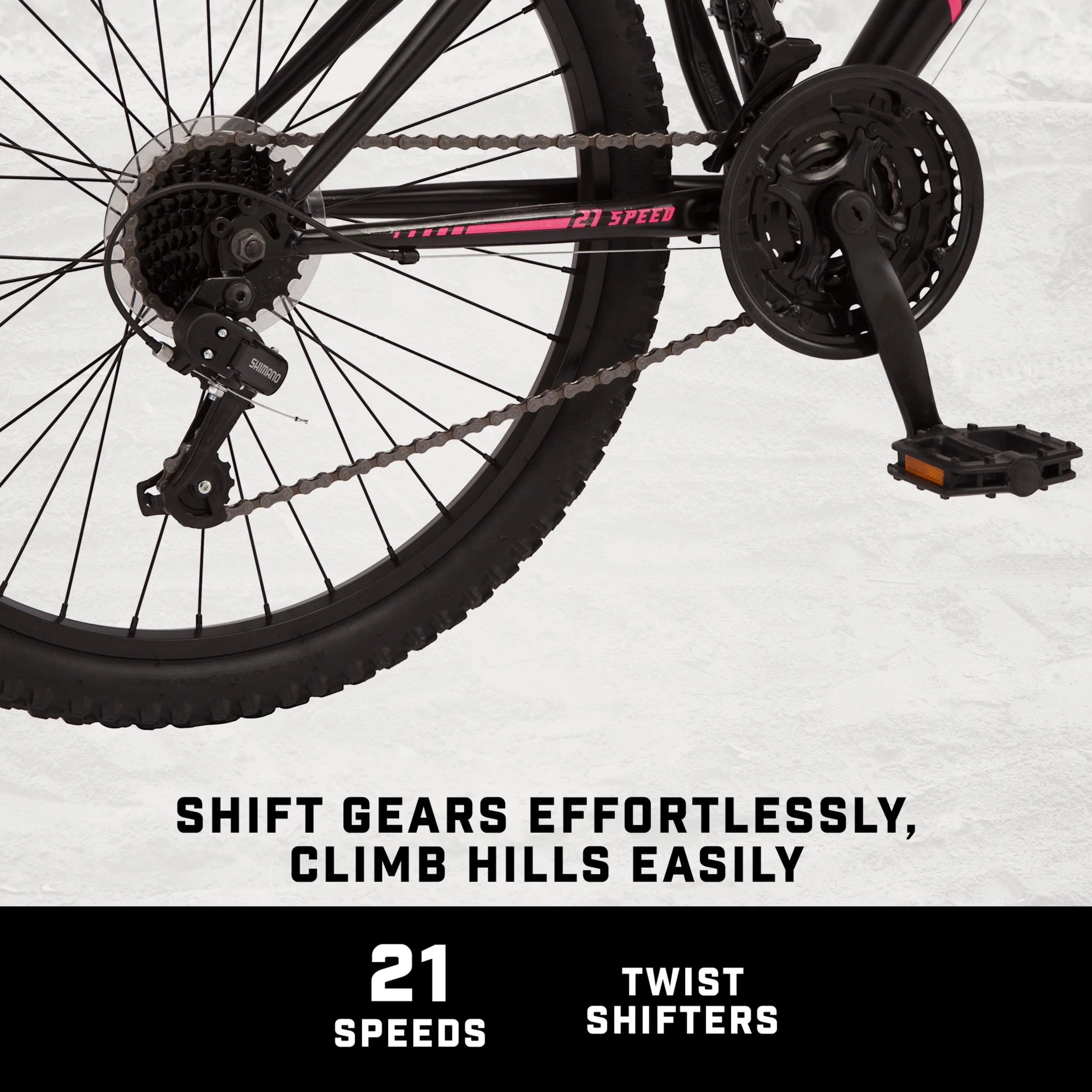 Mongoose 24 - In. Excursion Unisex Mountain Bike, Black, 21 Speeds