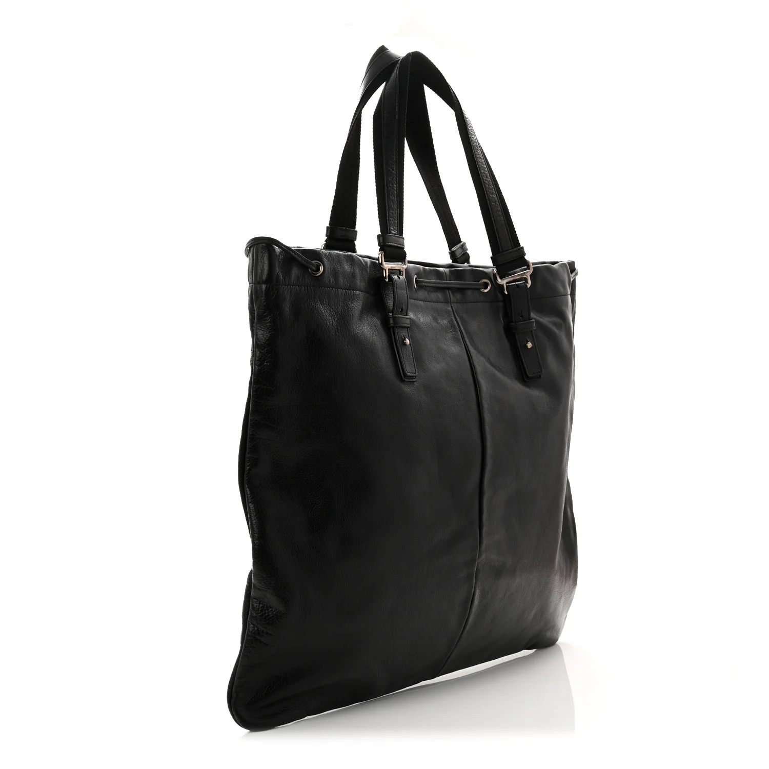 Calfskin Studded Drawstring Tote Black