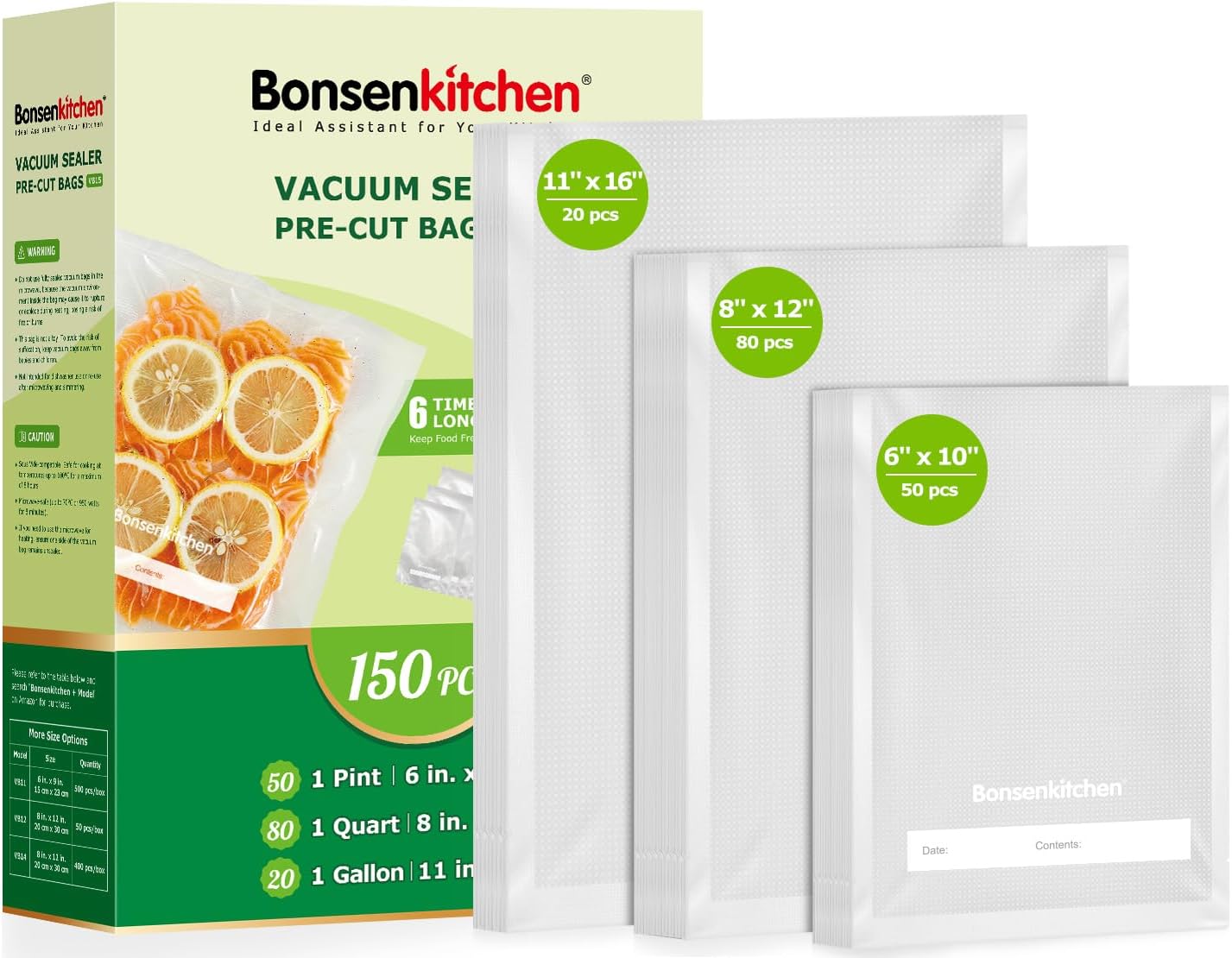 Bonsenkitchen Vacuum Sealer Bags, Commercial Grade, BPA Free| 20 Gallon 11
