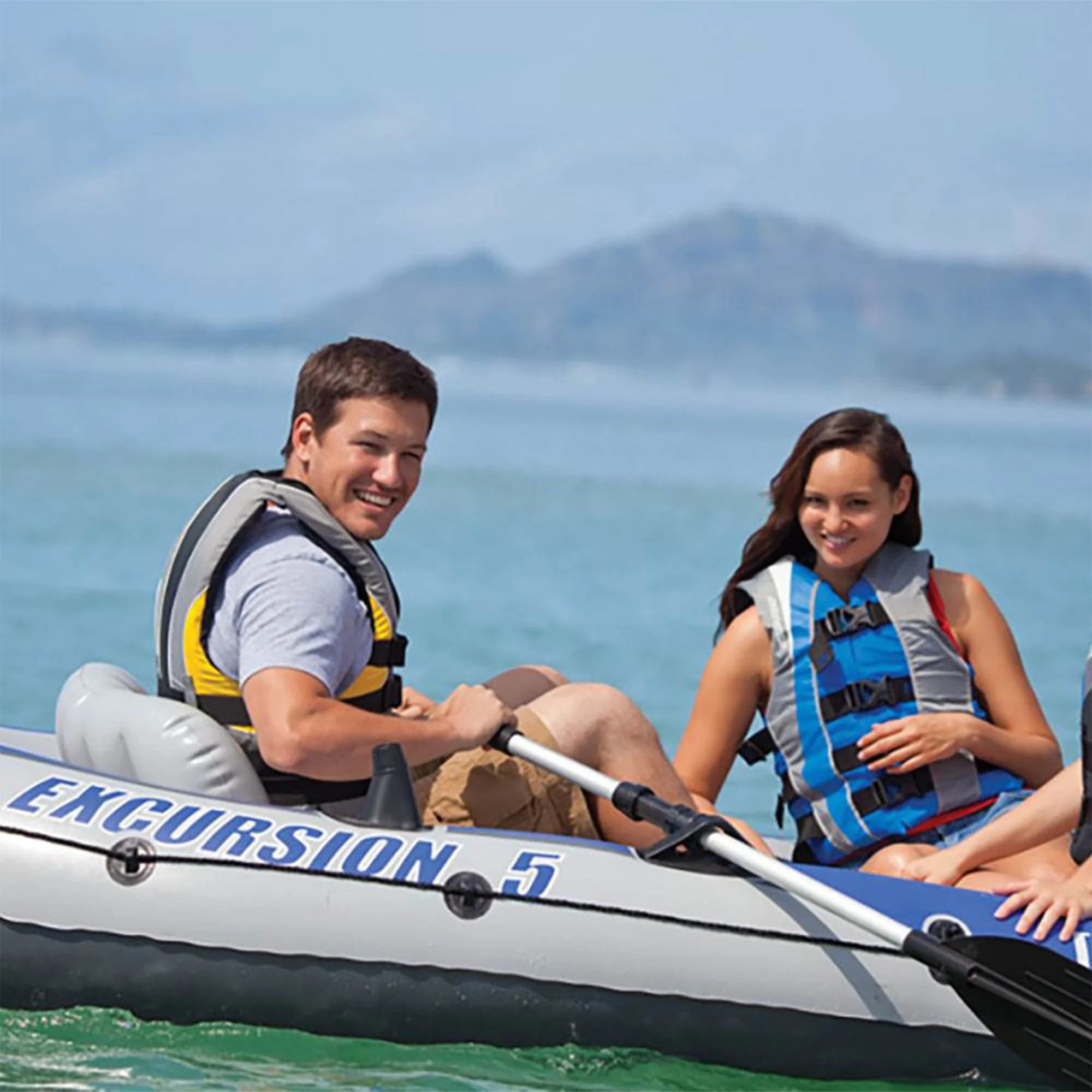 Intex Excursion 5 Person Inflatable Fishing Boat with Composite Motor Mount Image 7