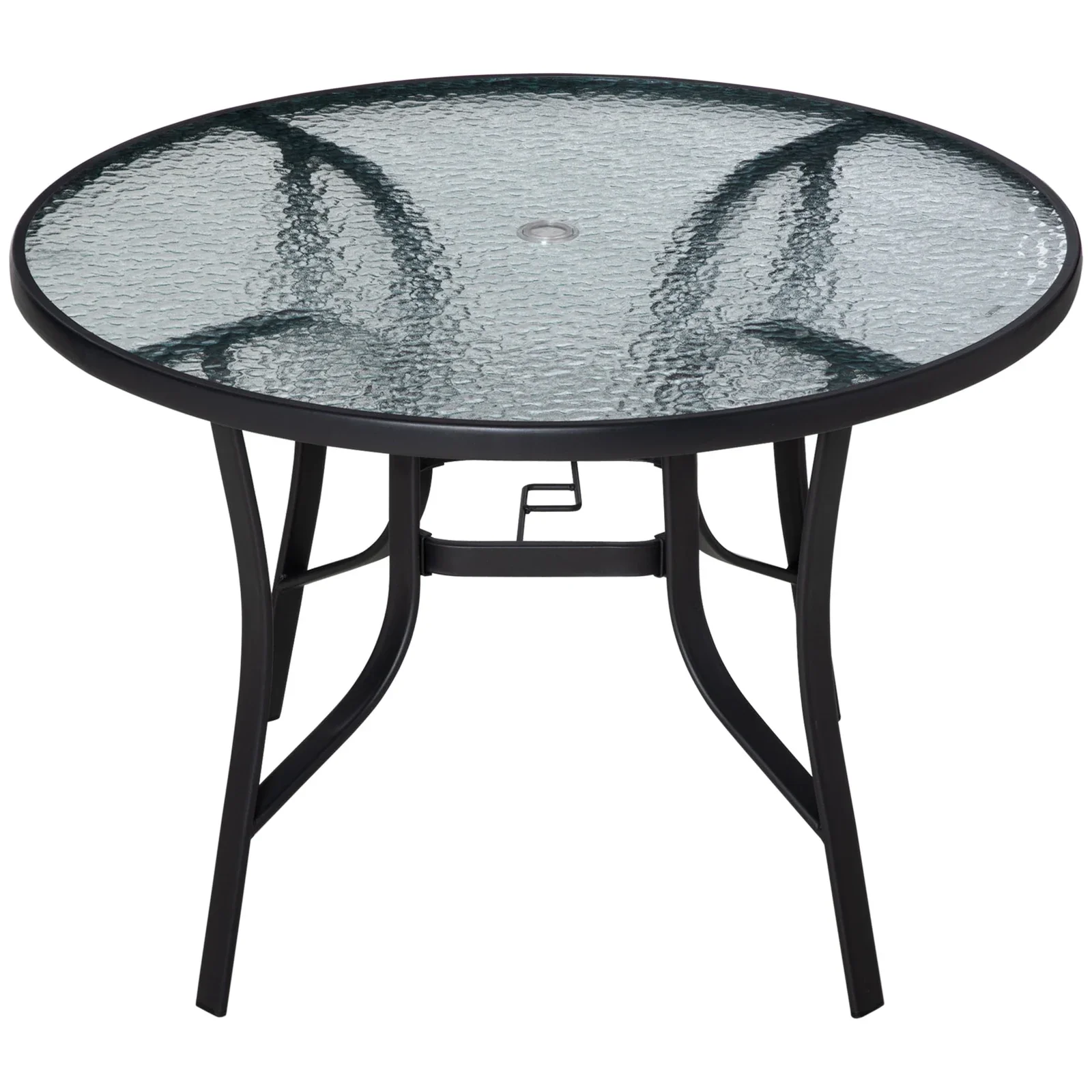 Outsunny 42-inch Round Steel Outdoor Dining Table with Umbrella Hole, Steel