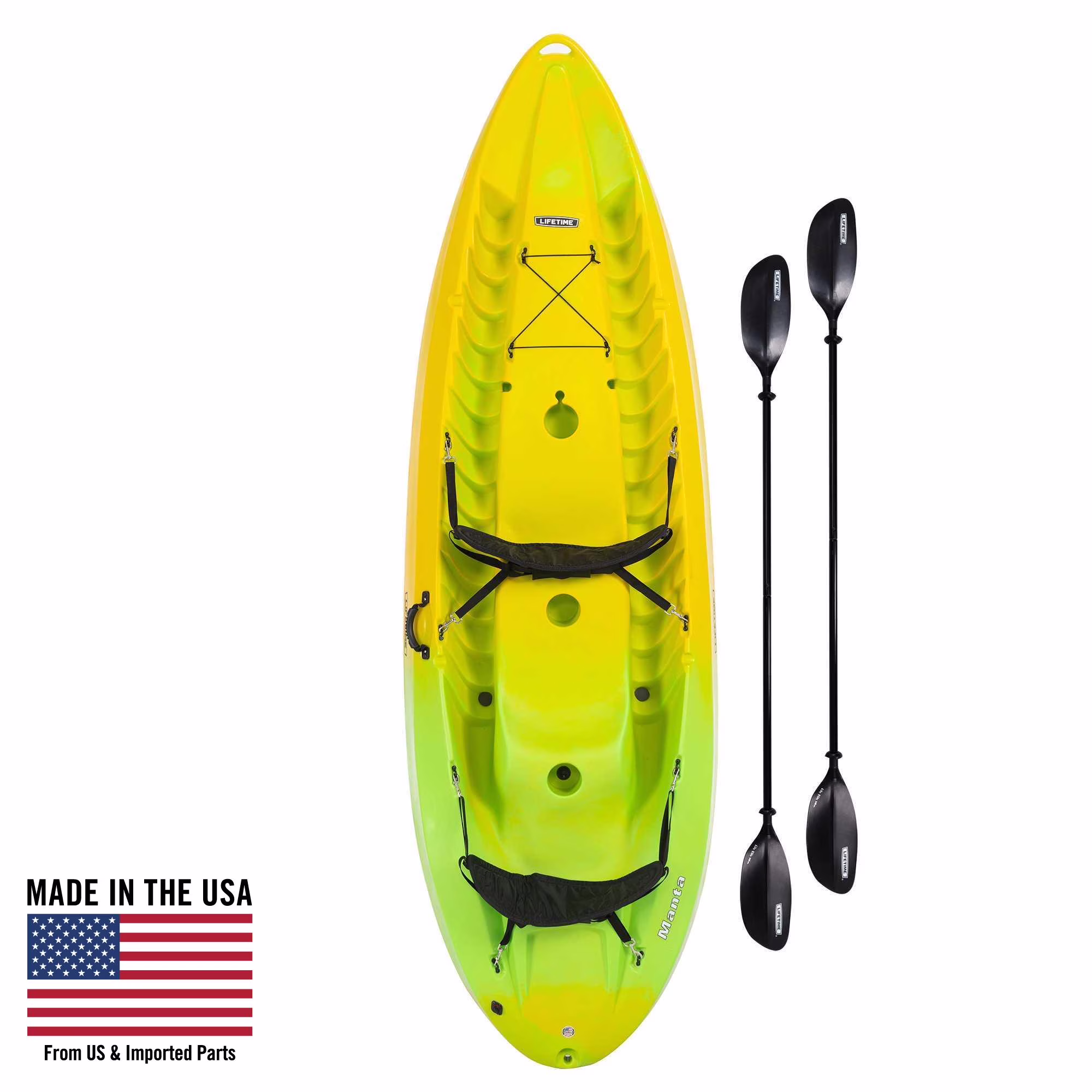 Manta 10 ft Tandem Kayak, Yellow, Lime (91071)