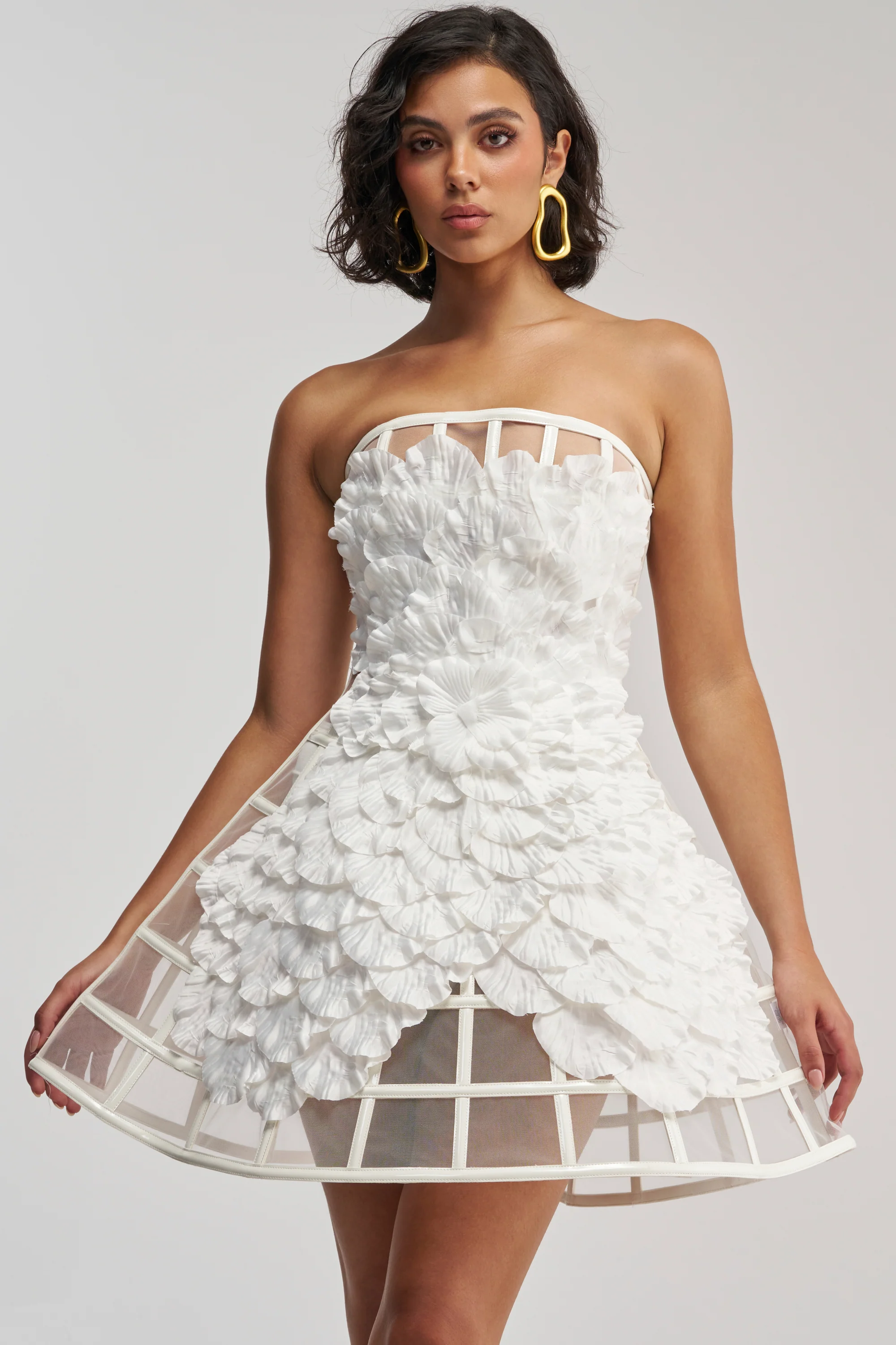 FULL BLOOM CAGE DRESS IN WHITE - Akira Store