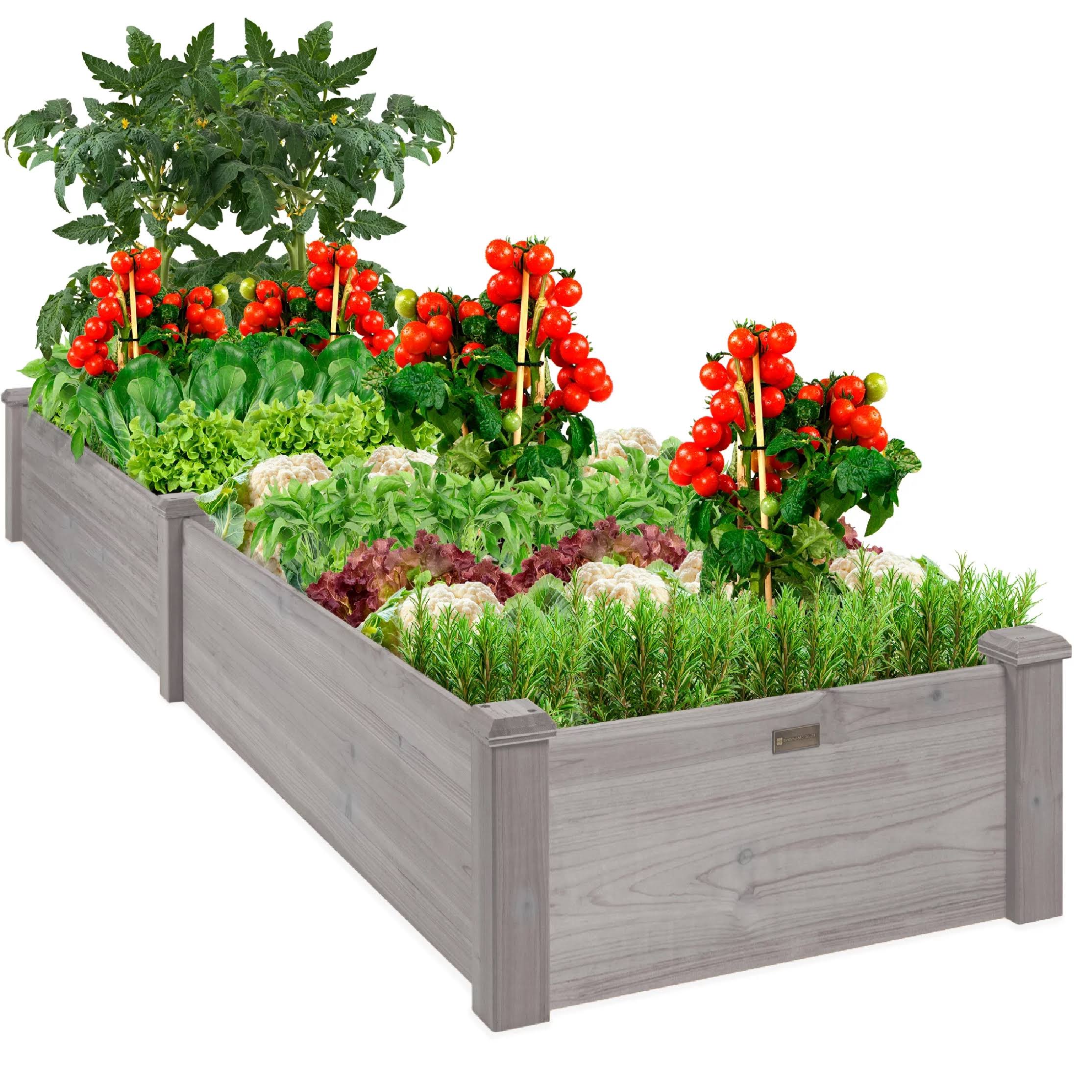 Best Choice Products 8x2ft Outdoor Wooden Raised Garden Bed Planter for Grass, Lawn, Yard - Acorn Brown