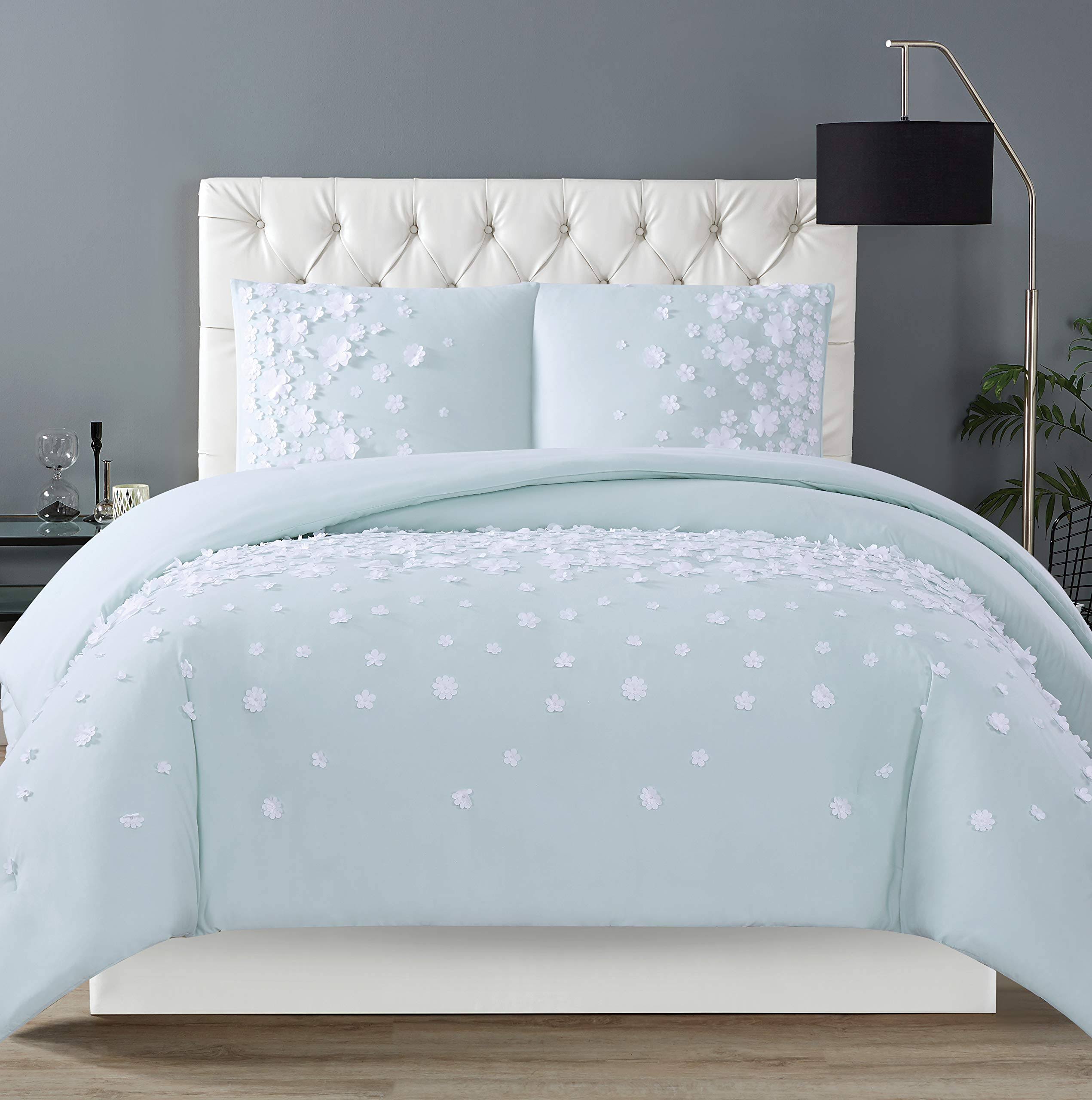 Christian Siriano Comforter Set, Full/Queen, Confetti Flowers Mint