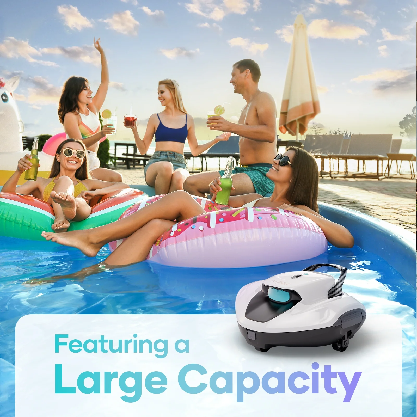 Scuba 800W Cordless Robotic Automatic Pool Cleaner for Above Ground Pools - Image 4